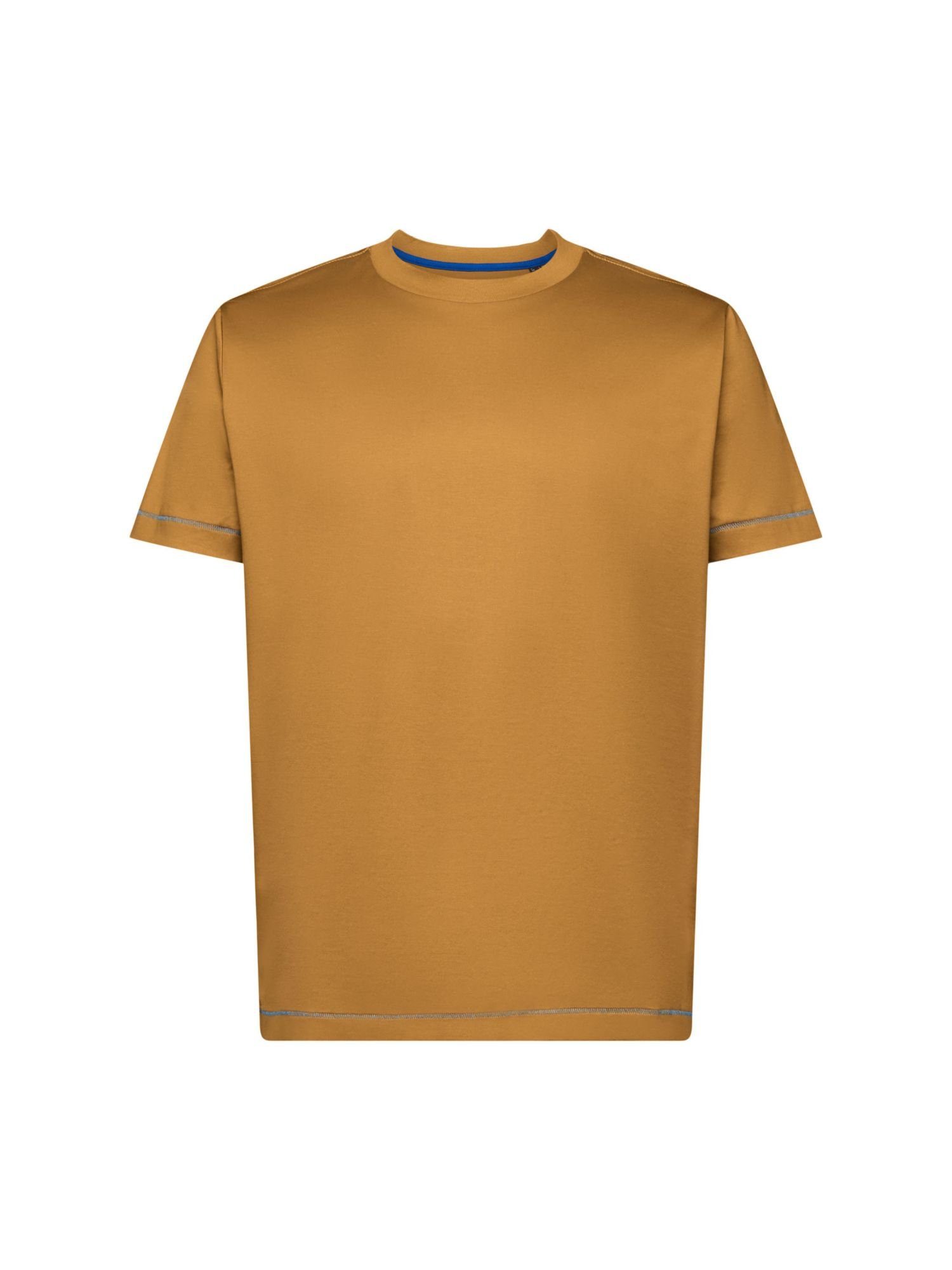 Jersey, (1-tlg) 100 % Rundhals-T-Shirt TOFFEE Collection T-Shirt aus Baumwolle Esprit