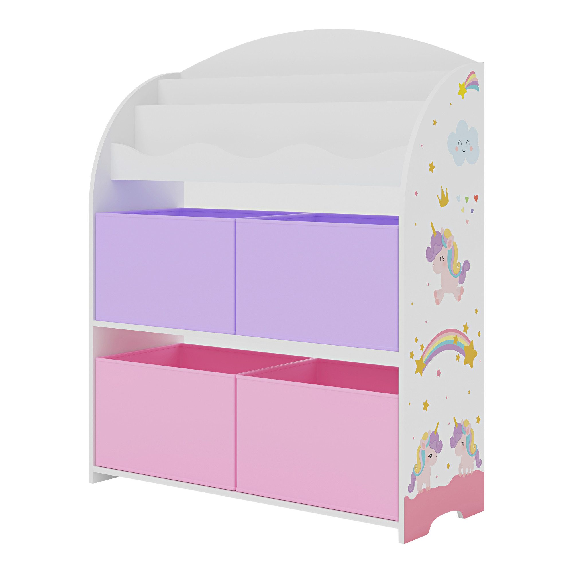 en.casa Kinderregal, »Orust« mit Einhorn-Motiv Weiß/Rosa/Lila günstig online kaufen