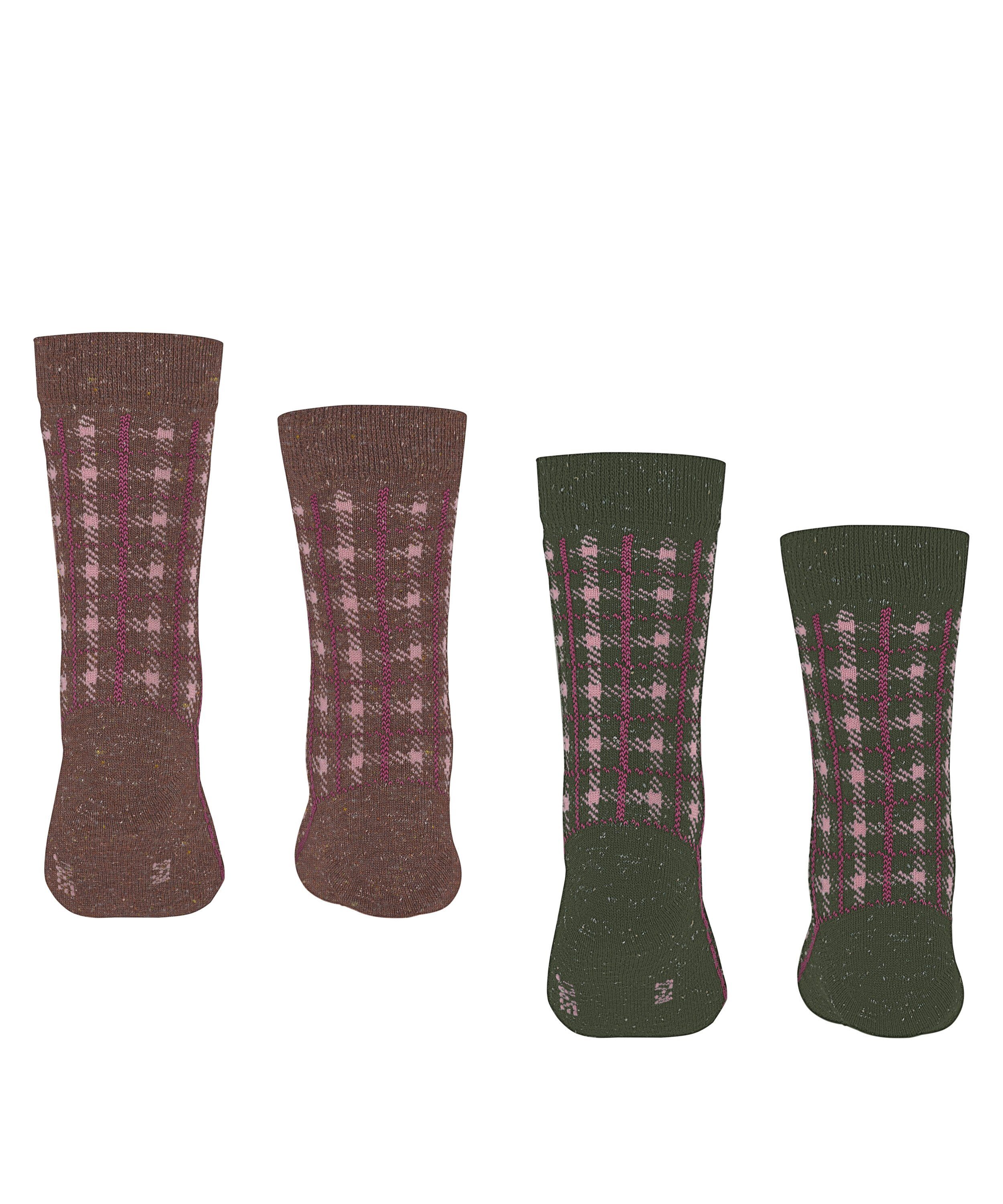 Esprit Socken Check 2-Pack Socken mit Seidenanteil (2-Paar) mit Seidenanteil