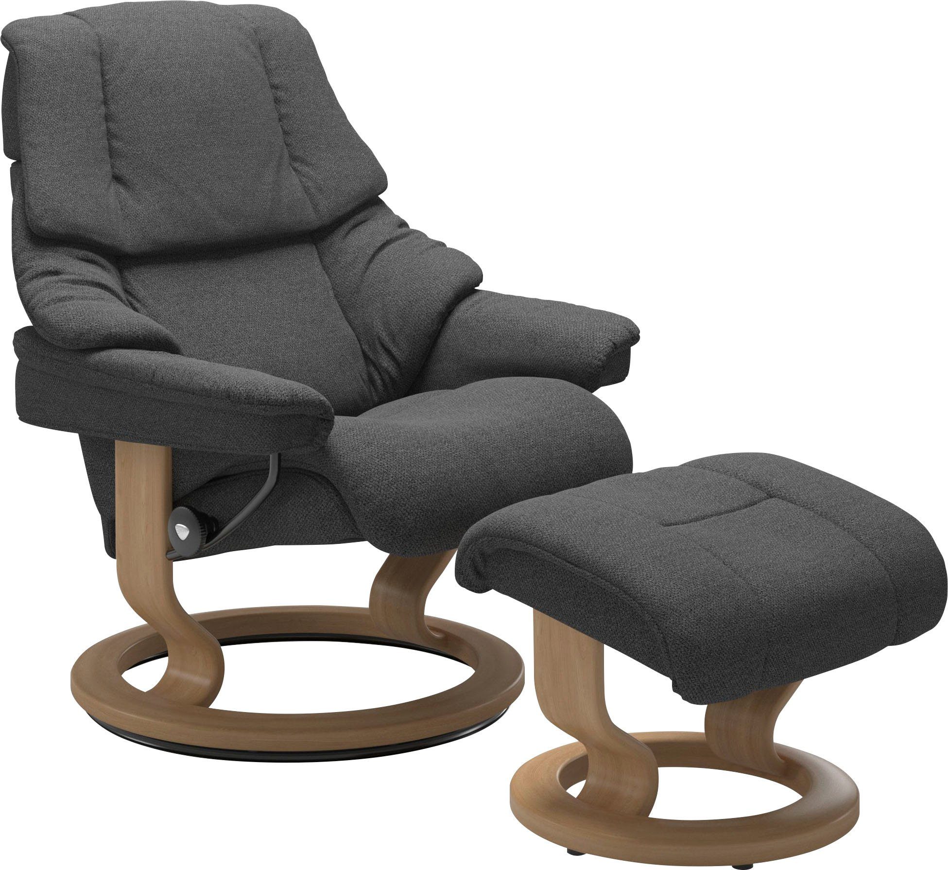 (Set, Größe Reno Relaxsessel Classic Hocker), Base, mit L, mit Hocker, Gestell S, M Stressless® & mit Relaxsessel Eiche