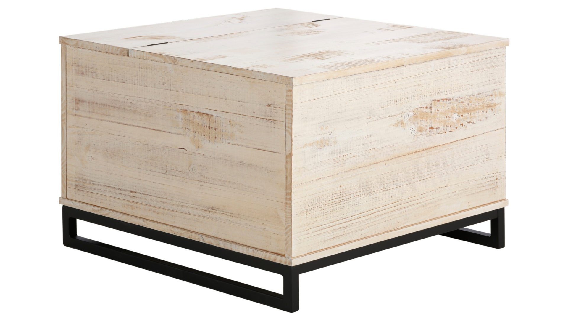 loft24 Truhentisch Santana, Wohnzimmertisch, Couchtisch mit Stauraum, Metallbeine