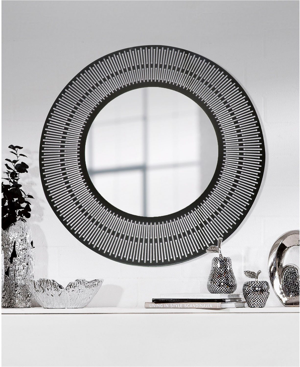 Casablanca by Gilde Wandspiegel Spiegel rund Como schwarz H. 76 cm (1-St)