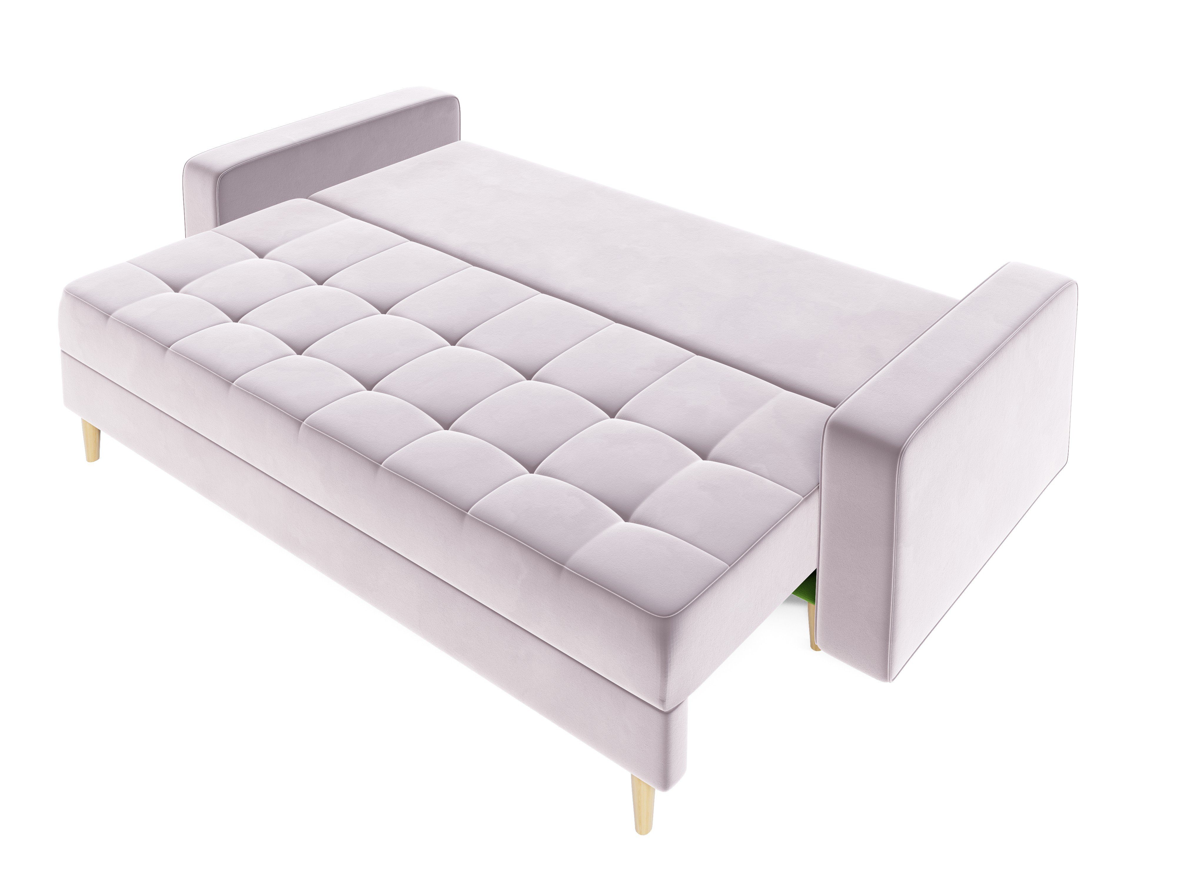 Schlafsofa, PRIMA mit und Hellrosa Schlaffunktion COUCH 236cm pressiode Bettkasten Sofa