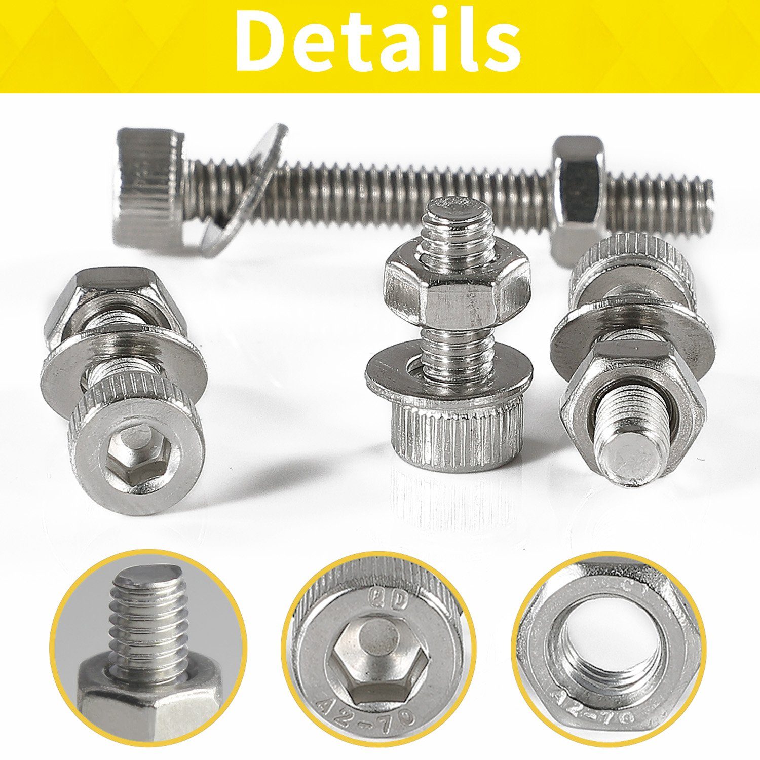 style home Schrauben-Set 572pcs M3-M6 Zylinderschrauben, (572 St), Innensechskant Muttern, Unterlegscheiben, Edelstahl, Silber