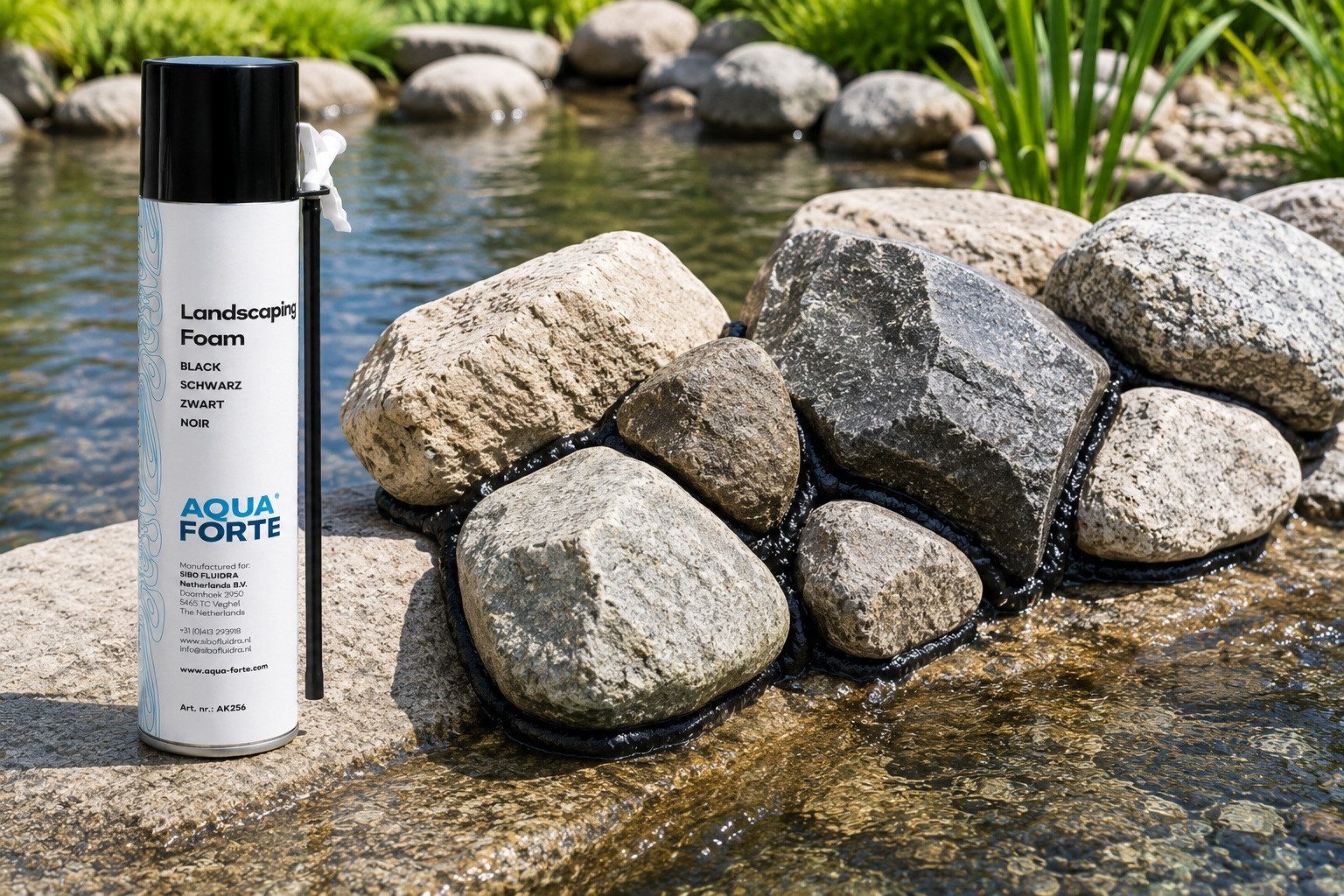 Aquaforte Aquarien-Substrat Aquaforte Steinkleber Bachlaufsteinkleber Teichbau Teichrandgestaltung