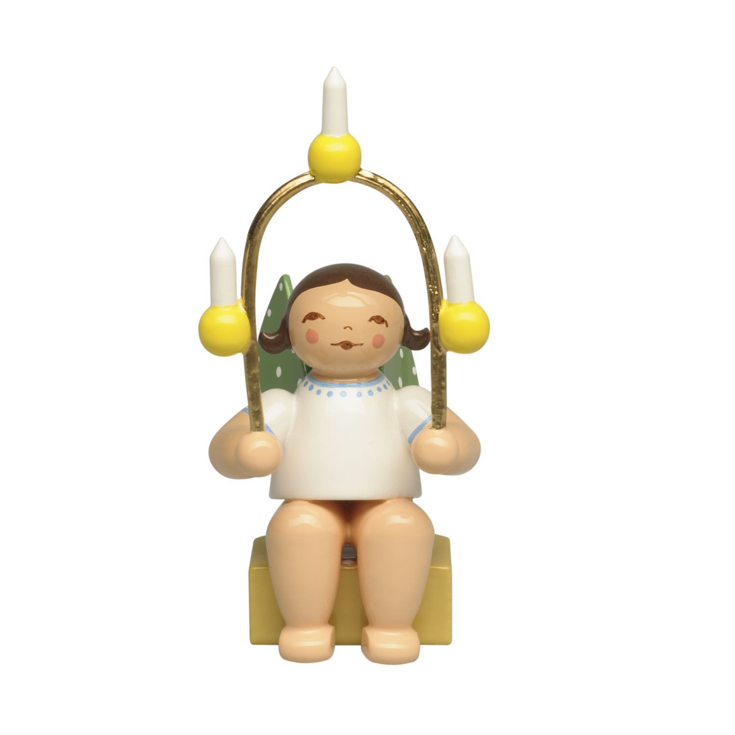 Wendt & Kühn Weihnachtsfigur Engel Klein mit Lichterbogen 650/k/LB, zufällig blond oder braunhaarig