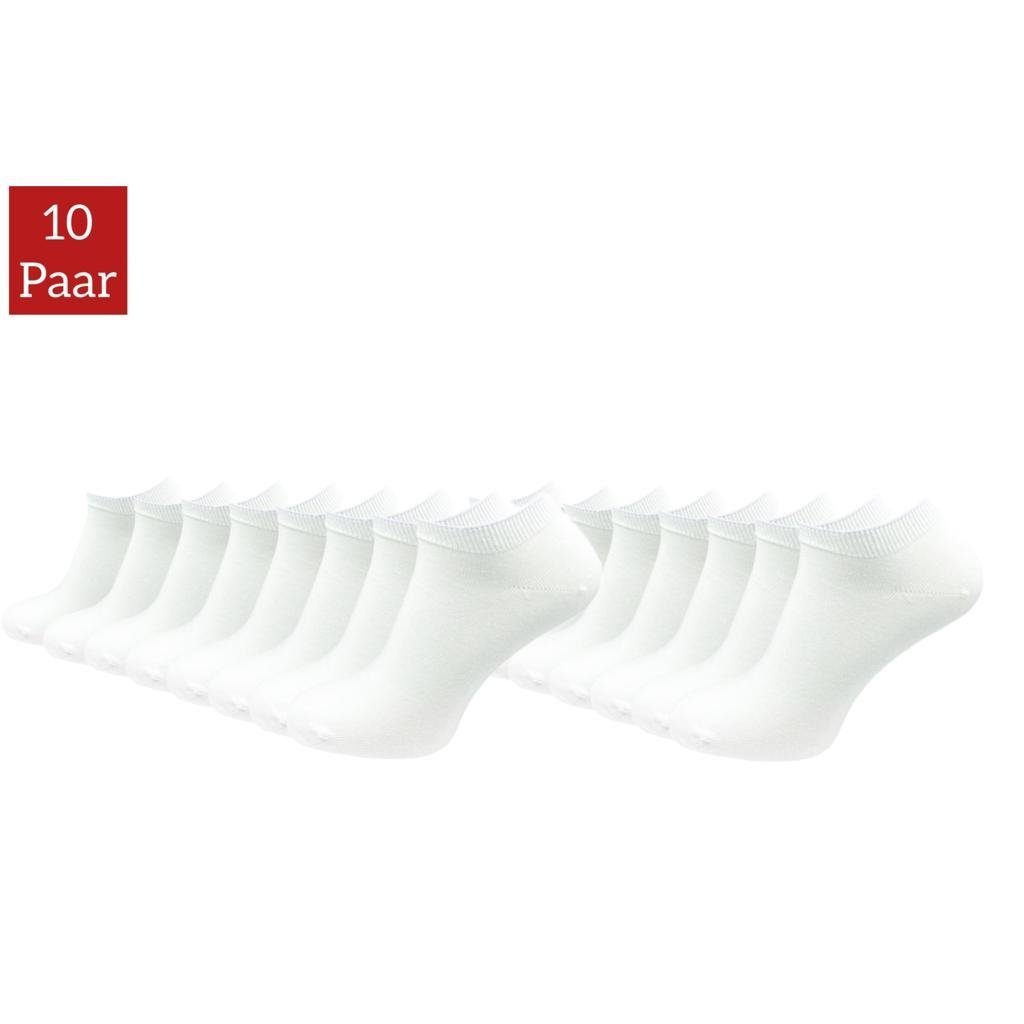 NERS Kurzsocken für Damen und Herren aus Baumwolle (10-Paar) mit Komfortbund Weiß