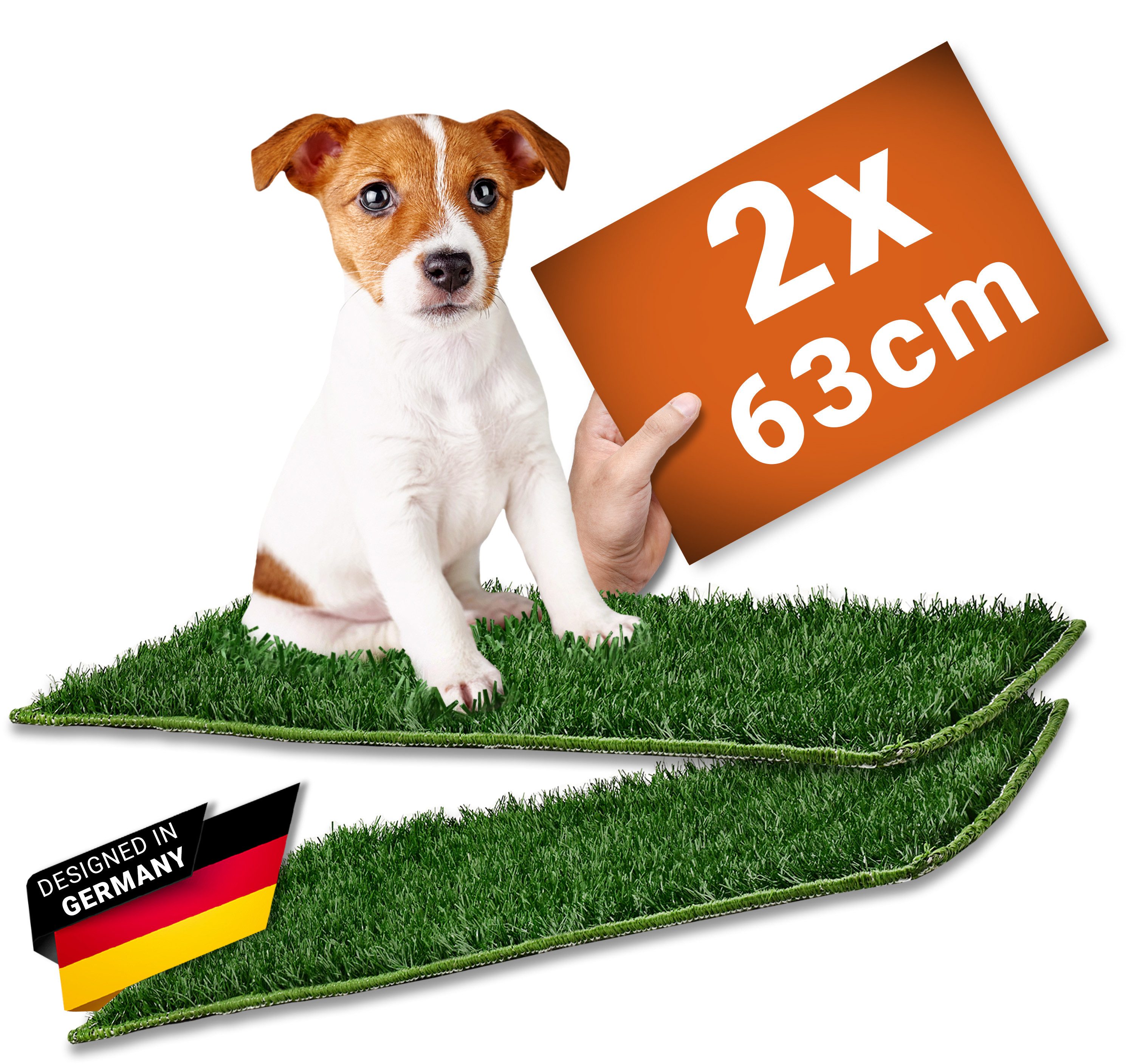 PfotenWunder Hundetoilette Hundeklo 63*51cm Hundetoilette kleine große Hunde Welpen-Toilette Klo, Inkl. 2x EASY-WASH-Rasen & Hilfreicher Anleitung