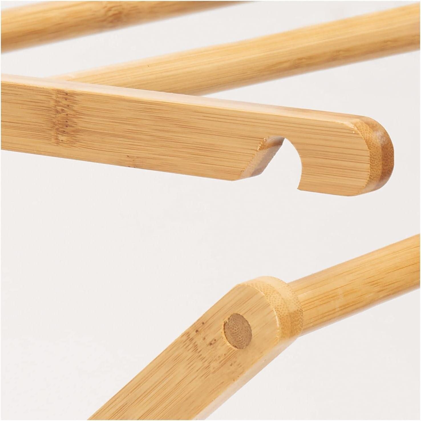 mDesign Badaccessoire-Set Wäscheständer Bambus 3 Ebenen Turmtrockner naturfarben 110 cm klappb – Bild 3 von 5