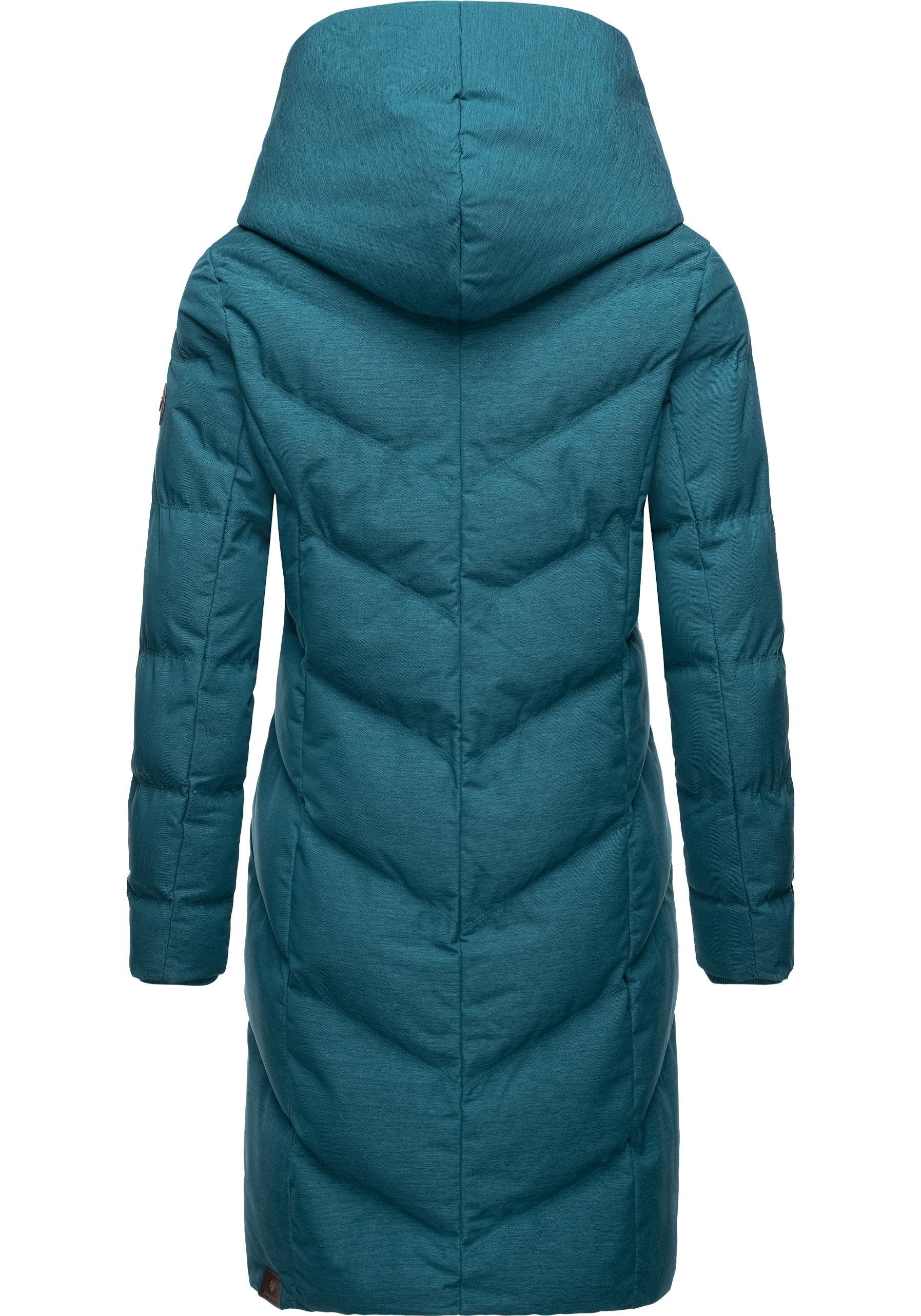 Ragwear Steppmantel Natalka Melange wasserdichter Damen Wintermantel mit gefütterter Kapuze