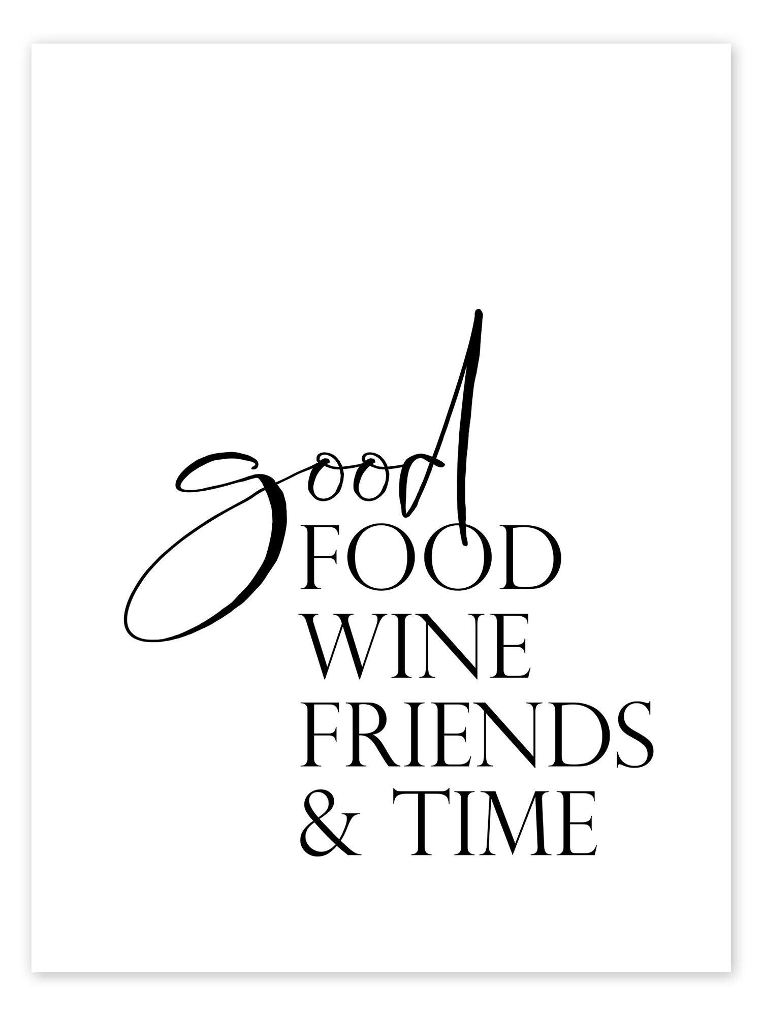 Posterlounge Wandbild Food, Wine & Friends, Typobox, erhältlich als Poster, Leinwandbild, Wandsticker oder Acrylglasbild