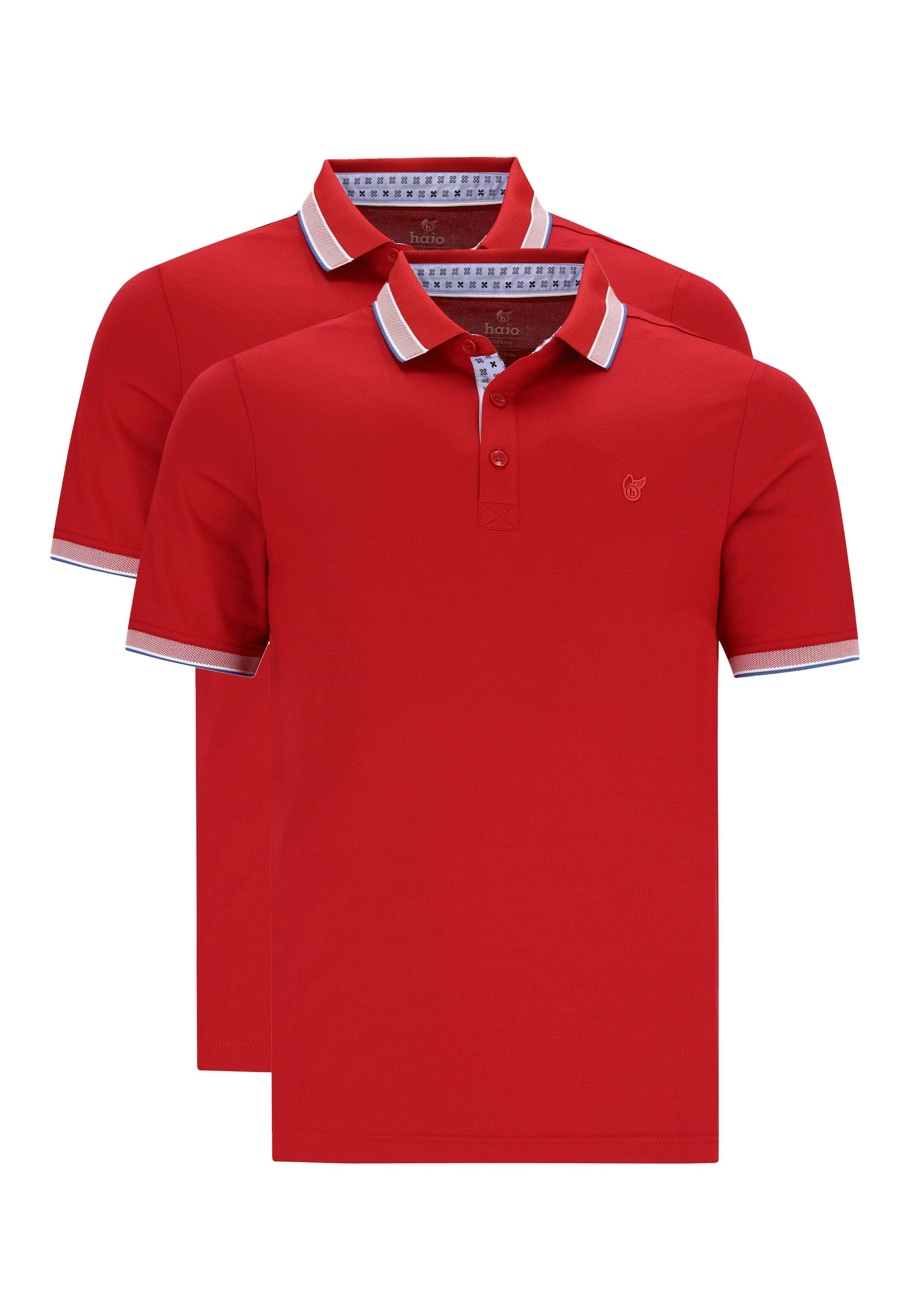 Hajo Poloshirt 2er Pack Pique (Spar-Set, 2-tlg) Poloshirt - Baumwolle - Atmungsaktiv - Strickbündchen am Armabschluss