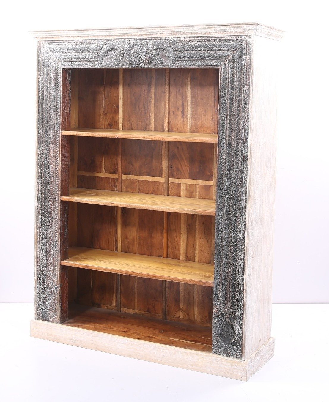 Marrakesch Orient & Mediterran Interior Bücherregal Vintage Bücherregal Regal 39 aus Mango-Massivholz in Braun 200 cm, 1-tlg.