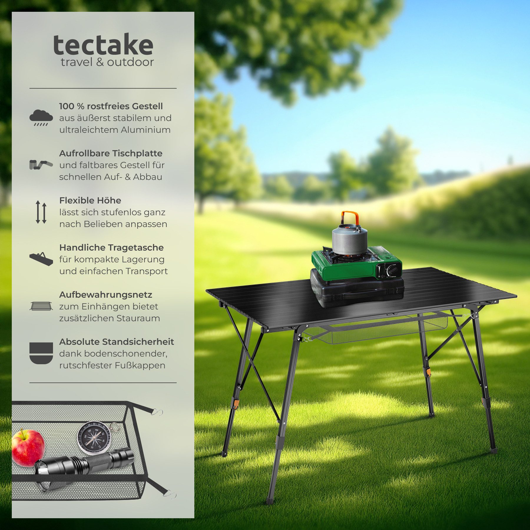 tectake Campingtisch Bastian (1-St., 1 tlg), günstig online kaufen
