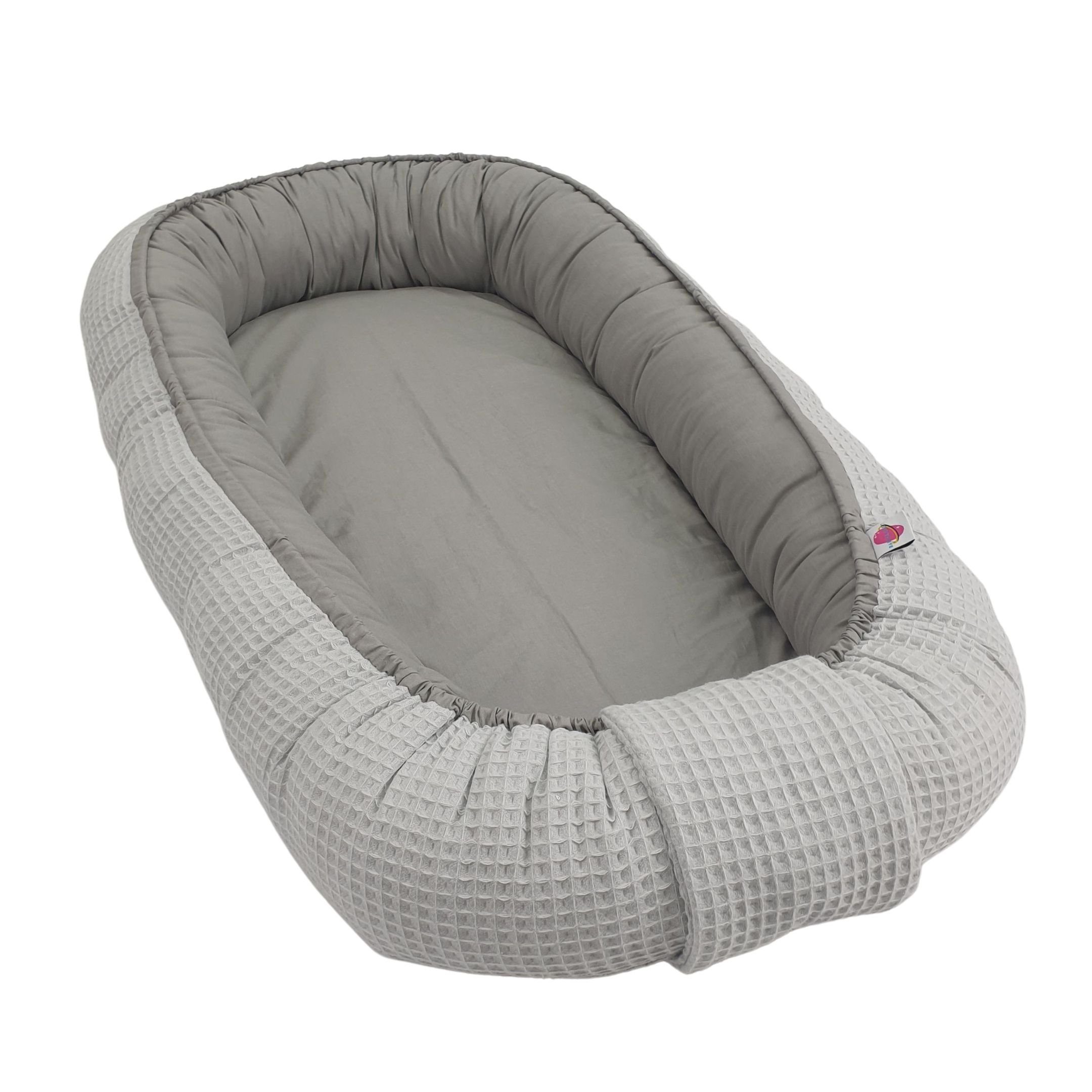 Babymajawelt Kuschelnest Babynest Waffelstoff mitwachsend – Unifarben & gemütlich, (Set, 1-tlg., 1x Babynestchen verstellbar, inkl. Tragetasche), Made In EU, für den Schlaf zwischendurch, Bettverkleinerung