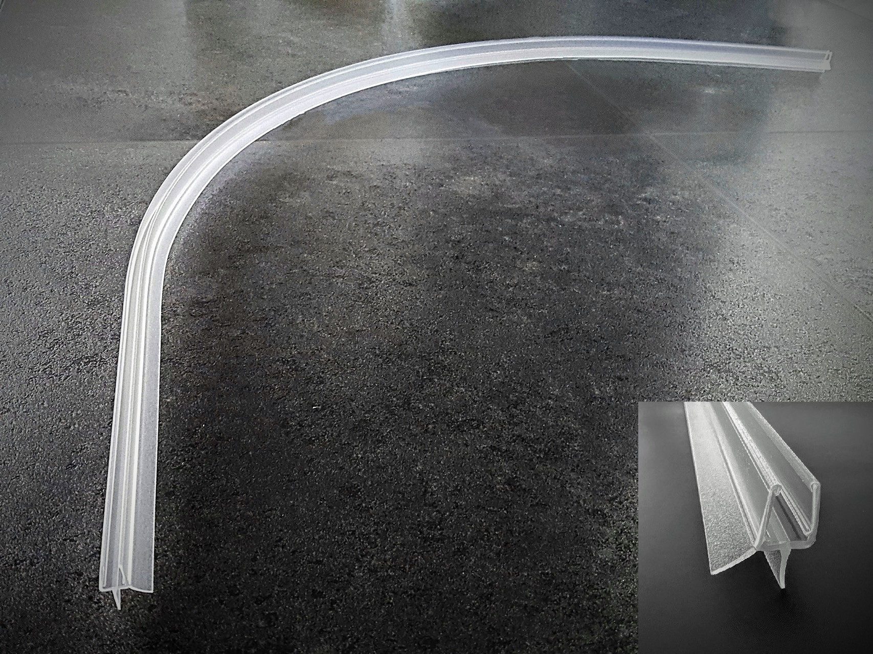 Kristhal Dusch- & Baddesign Duschdichtung gebogene Dusch-Türdichtung für Viertelkreisduschen, L: 12.6 cm, Ersatz Dichtung für Duschtür aus 6 oder 8 mm Glas
