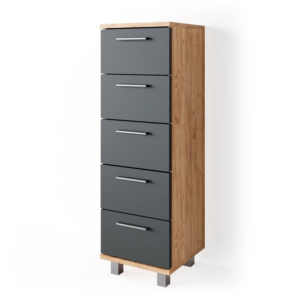 Vicco Midischrank Ilias, Eiche/Anthrazit, 30 x 95 cm (1-St) Drehbar