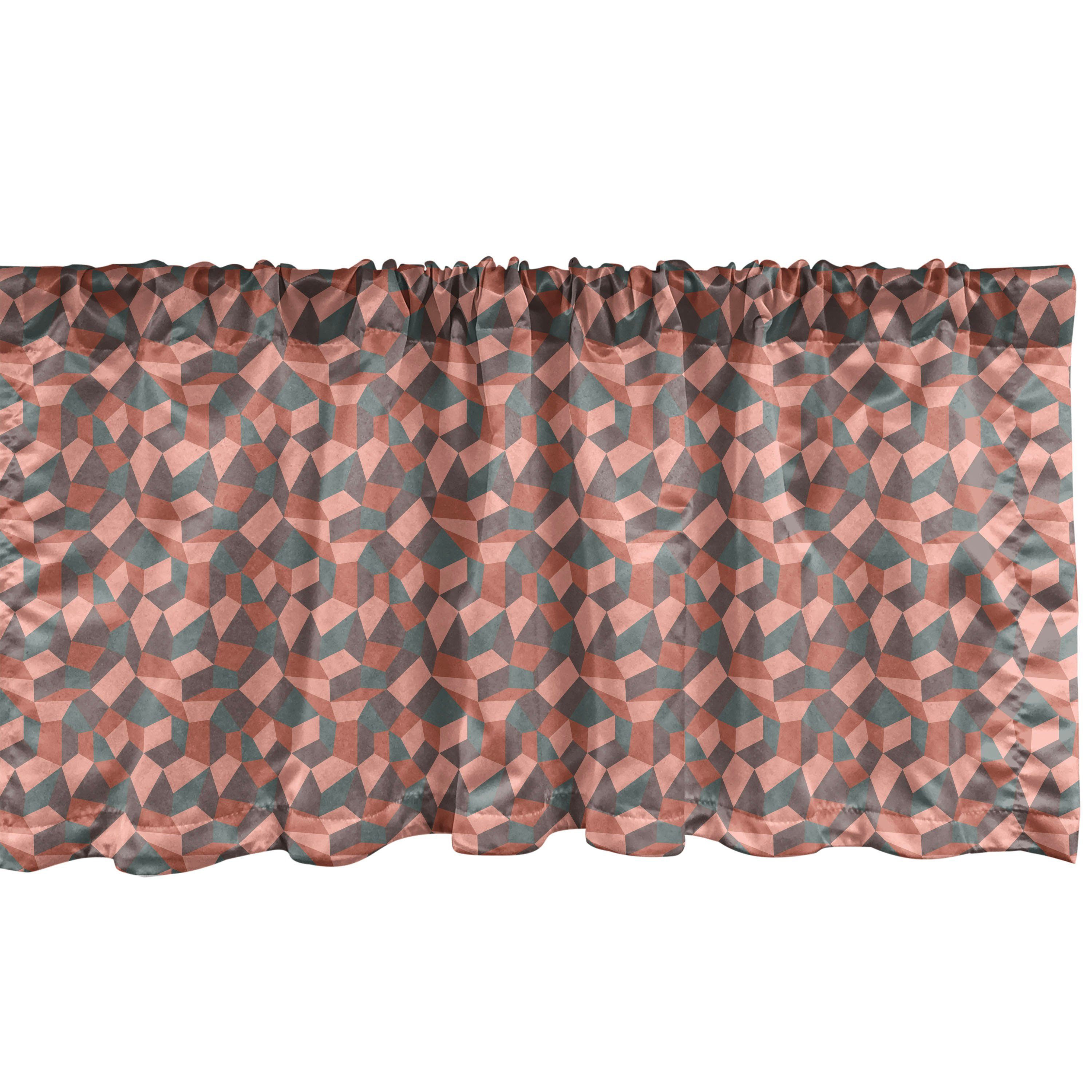 Scheibengardine Vorhang Volant für Küche Schlafzimmer Dekor mit Stangentasche, Abakuhaus, Microfaser, Mosaik Zeitgenössische Kunst Geometrische