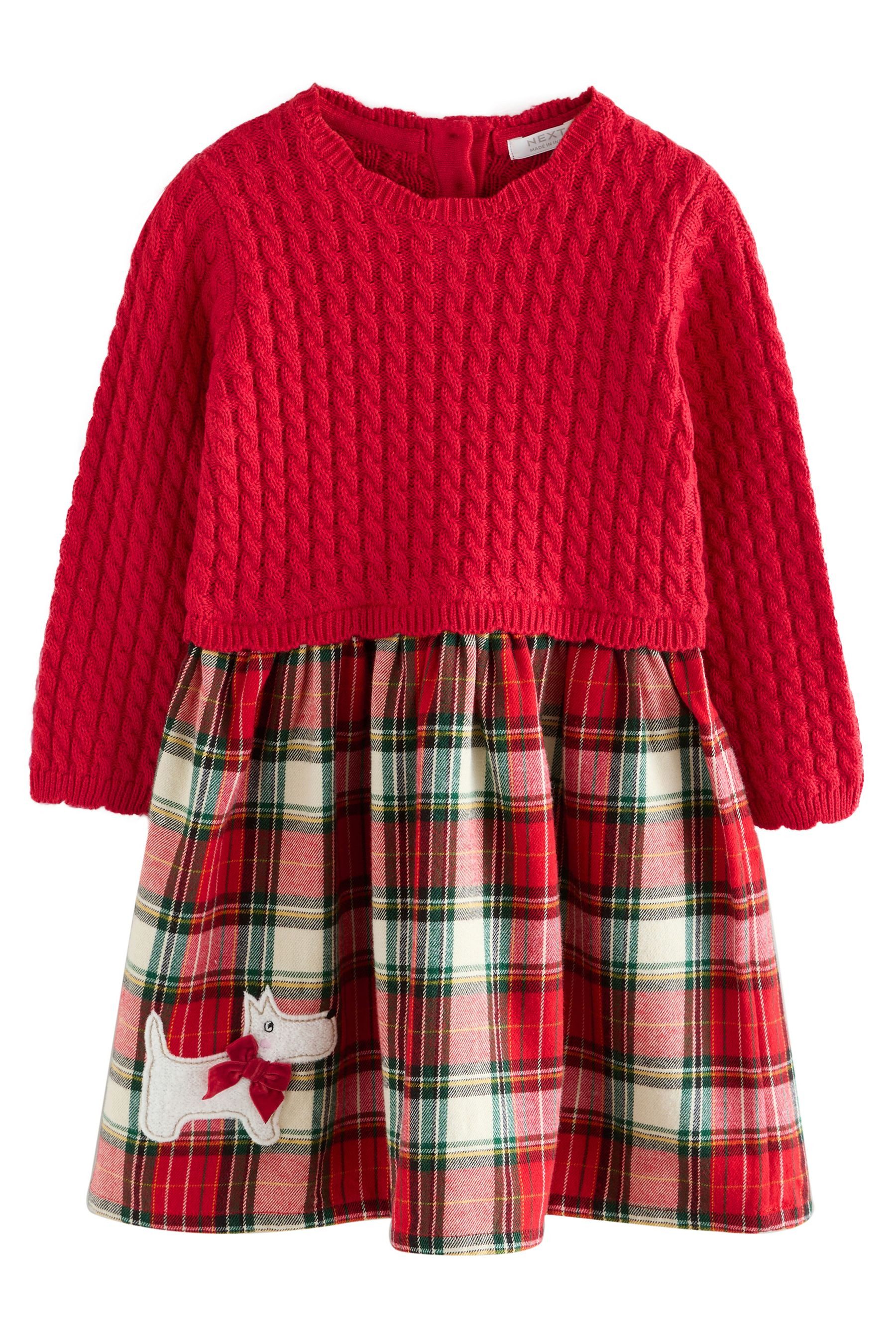 Next Strickkleid Strickkleid im Schottenmuster (1-tlg) günstig online kaufen