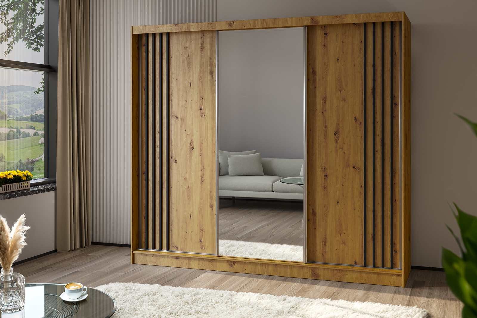 Compleo Kleiderschrank mit Spiegel MALTA Schwebetürenschrank günstig online kaufen