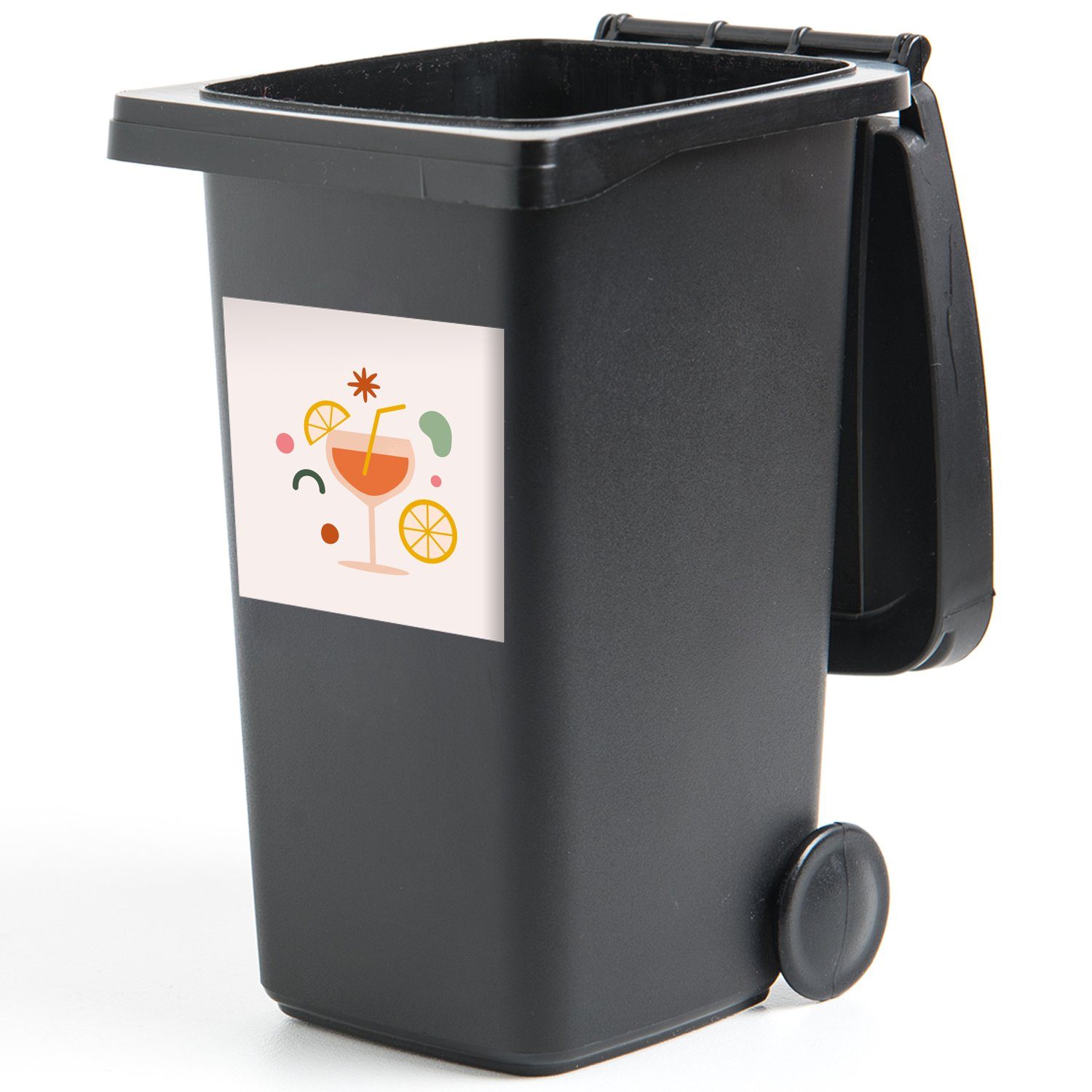 MuchoWow Sticker, Mülltonne, St), Abfalbehälter Wandsticker Cocktail (1 Container, Formen - Mülleimer-aufkleber, Sommer -