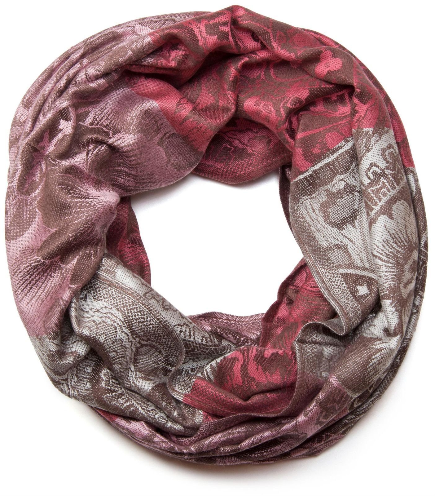 Blüten Loop Muster Loop, und styleBREAKER Paisley Koralle-Rosa-Hellgrau (1-St), Hibiskus mit