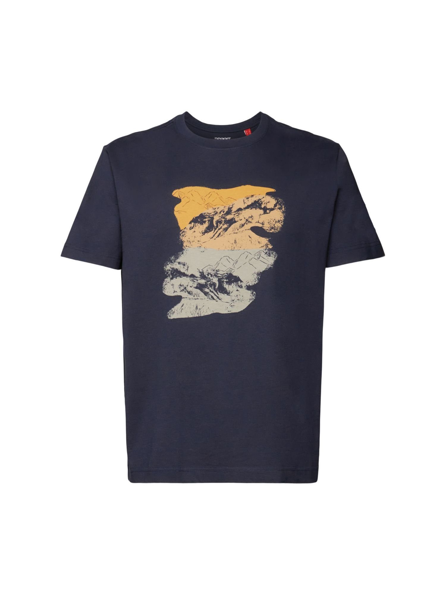 Esprit T-Shirt Baumwoll-T-Shirt mit Print (1-tlg) PETROL BLUE