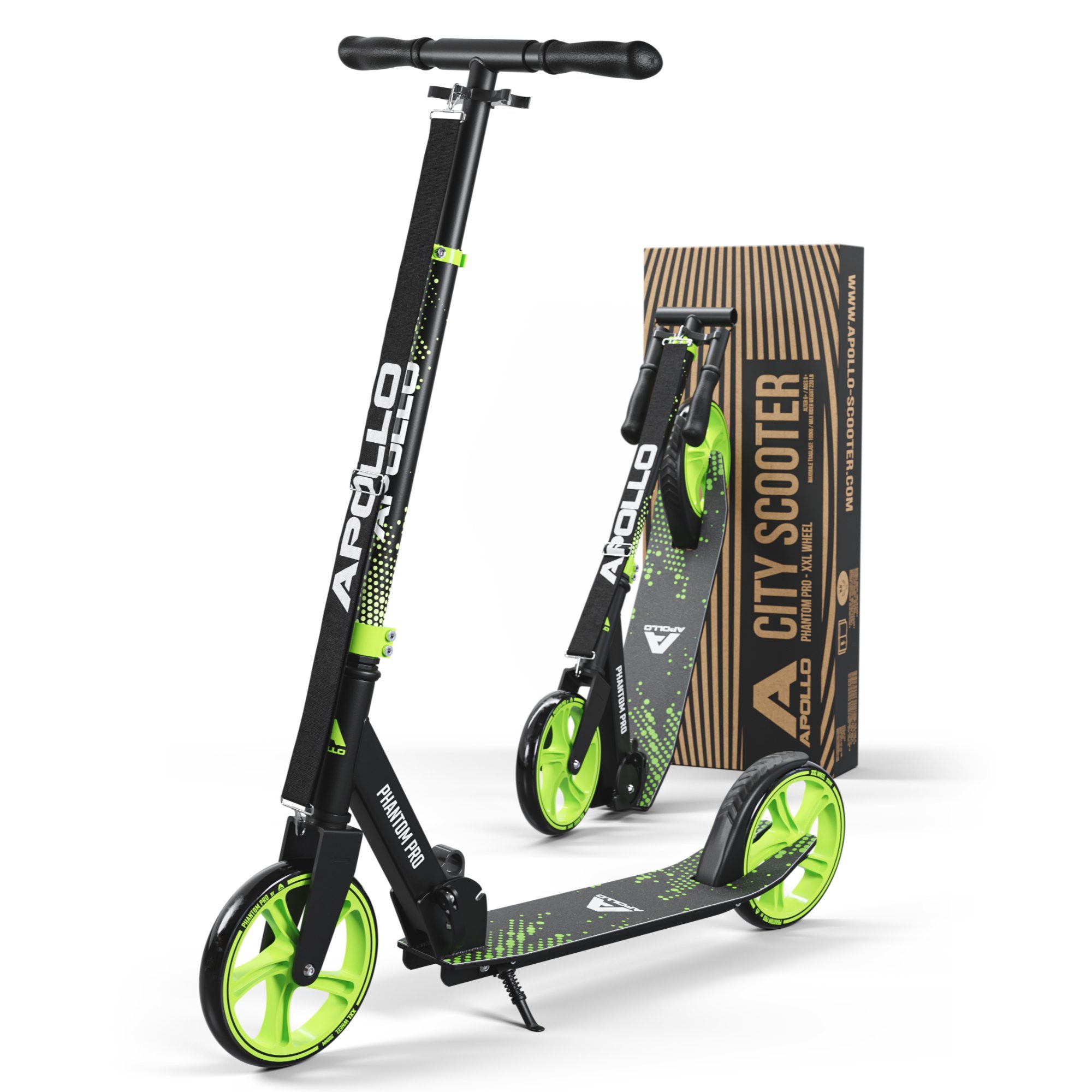 Apollo Cityroller City Scooter - Phantom Pro - Klappbarer City Roller für Kinder, Höhenverstellbar - Tretroller für Erwachsene - Roller