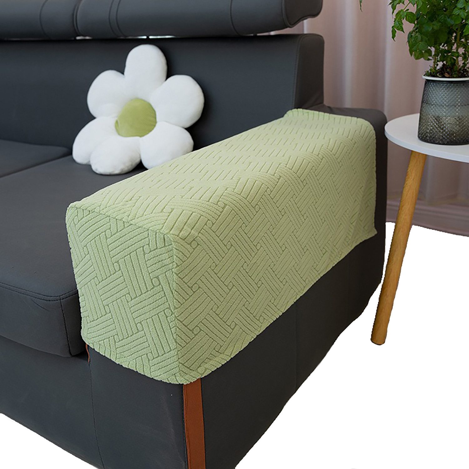 Refttenw Armlehnenschoner 2 Stück Elastische Sofa Armlehnenbezüge,Stretch Sofa Sessel-Arm Bezüge