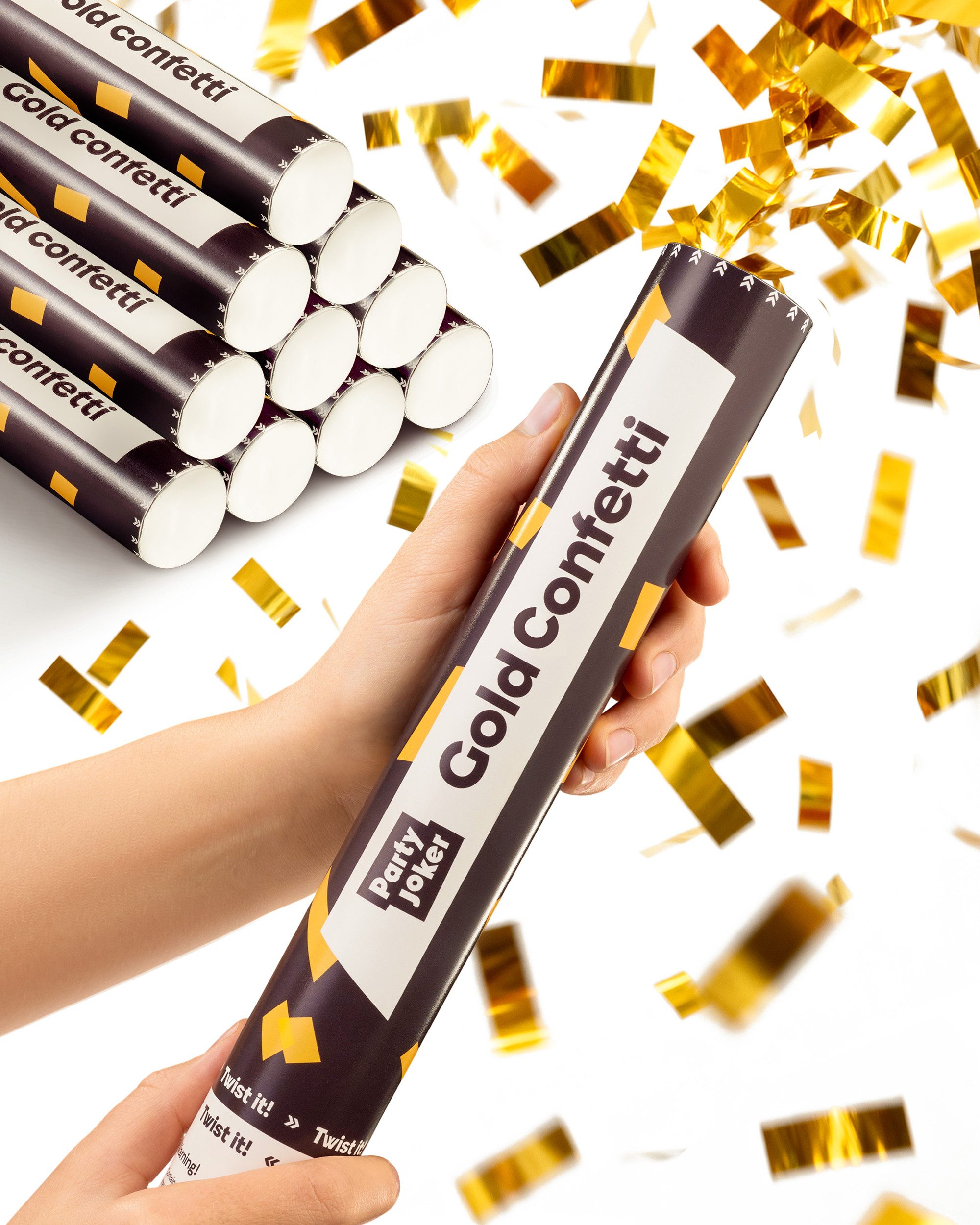 Partyjoker Konfetti Konfettikanone Gold - 5-8 m Konfettistrahl - einfach & sicher - Party, Einfache Bedienung & Sicher – Perfekt für Hochzeitsfotos