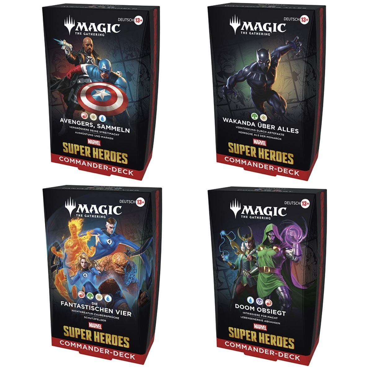 Magic the Gathering Sammelkarte Marvel Super Heroes Commander Deck Set Deutsch, Enthält alle 4 Commander Decks