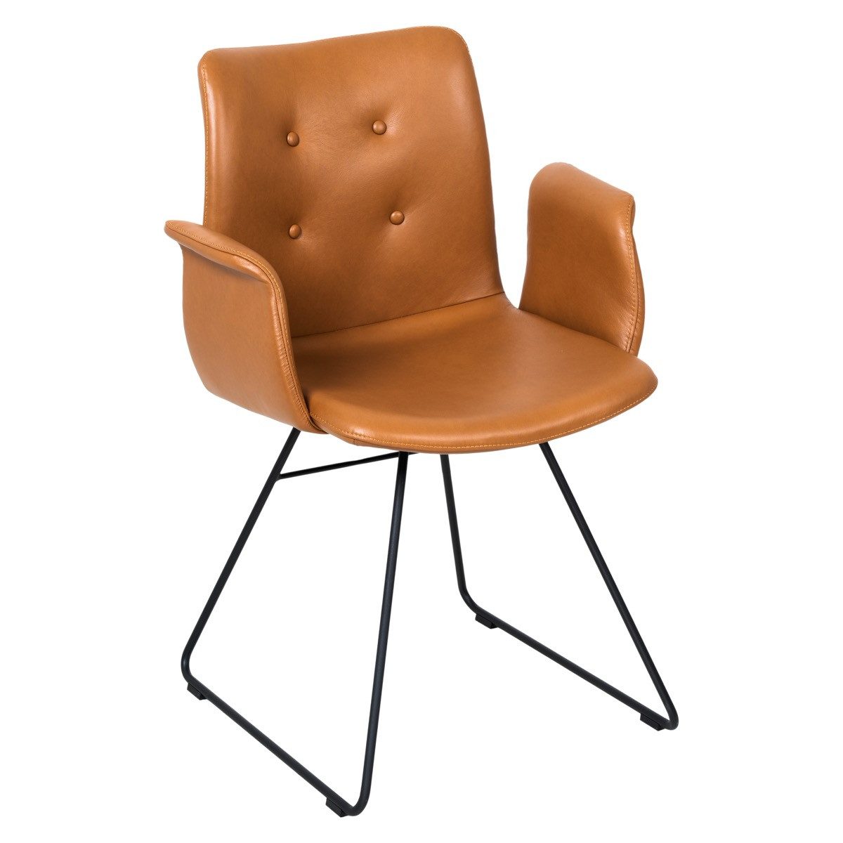 CASA DOMA Armlehnstuhl Faro, italienisches Leder, cognacfarben, Kufengestell, Armlehnen