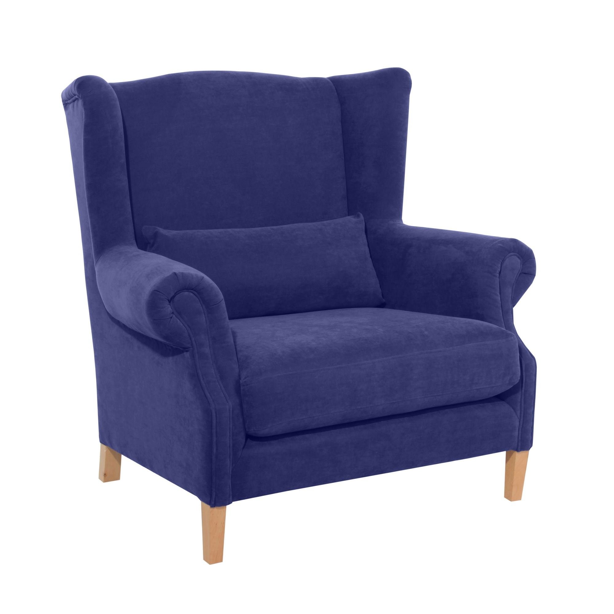 Buche Sitz blau 58 Veloursstoff (Sparpreis Kostenlosem hochwertig Versand, XXL-Sessel 21713 Kantha 1-St), Big-Sessel / aufm verarbeitet,bequemer inkl. natur Bezug Kessel