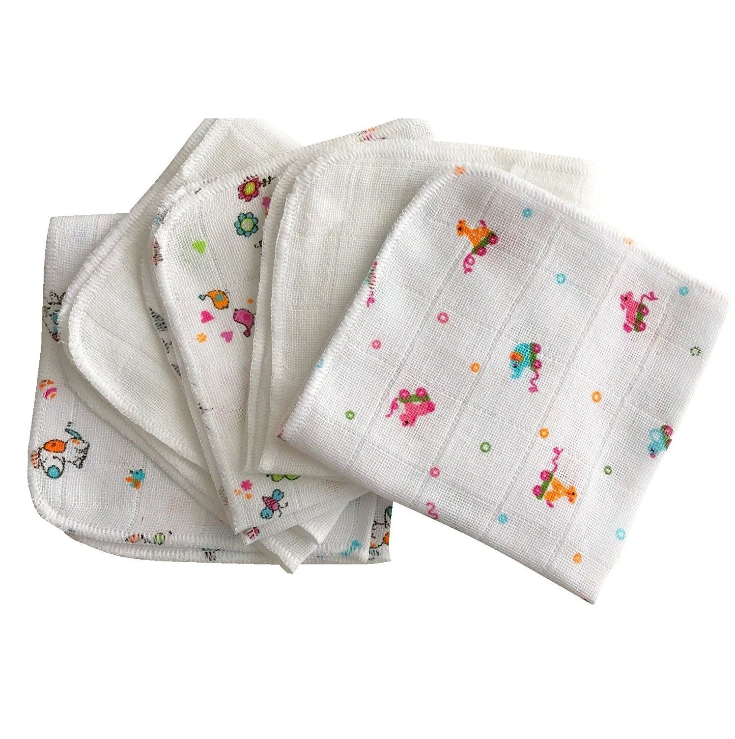 Babymajawelt Waschlappen Mull Waschlappen 25 x 25 cm, Premium 5 Stück, Allzwecktücher, (Set, 5-tlg., Premium Kosmetiktücher, Abschminktücher, Peelingtücher), Made in EU, Reine Baumwolle, Abschminktücher, Feuchtettücher DiY