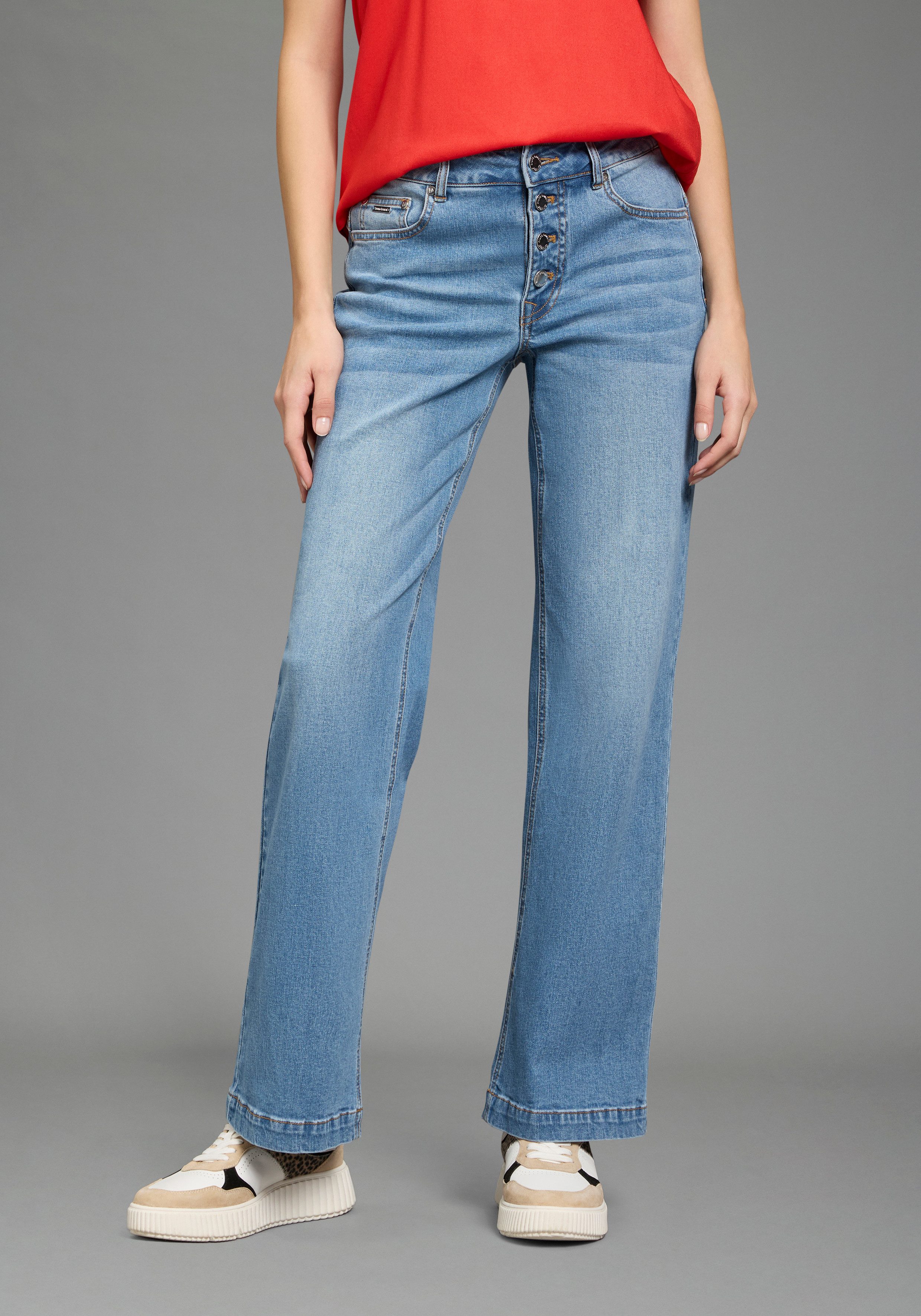 Bruno Banani Weite Jeans mit Elasthan-Anteil, aus Baumwollmaterial