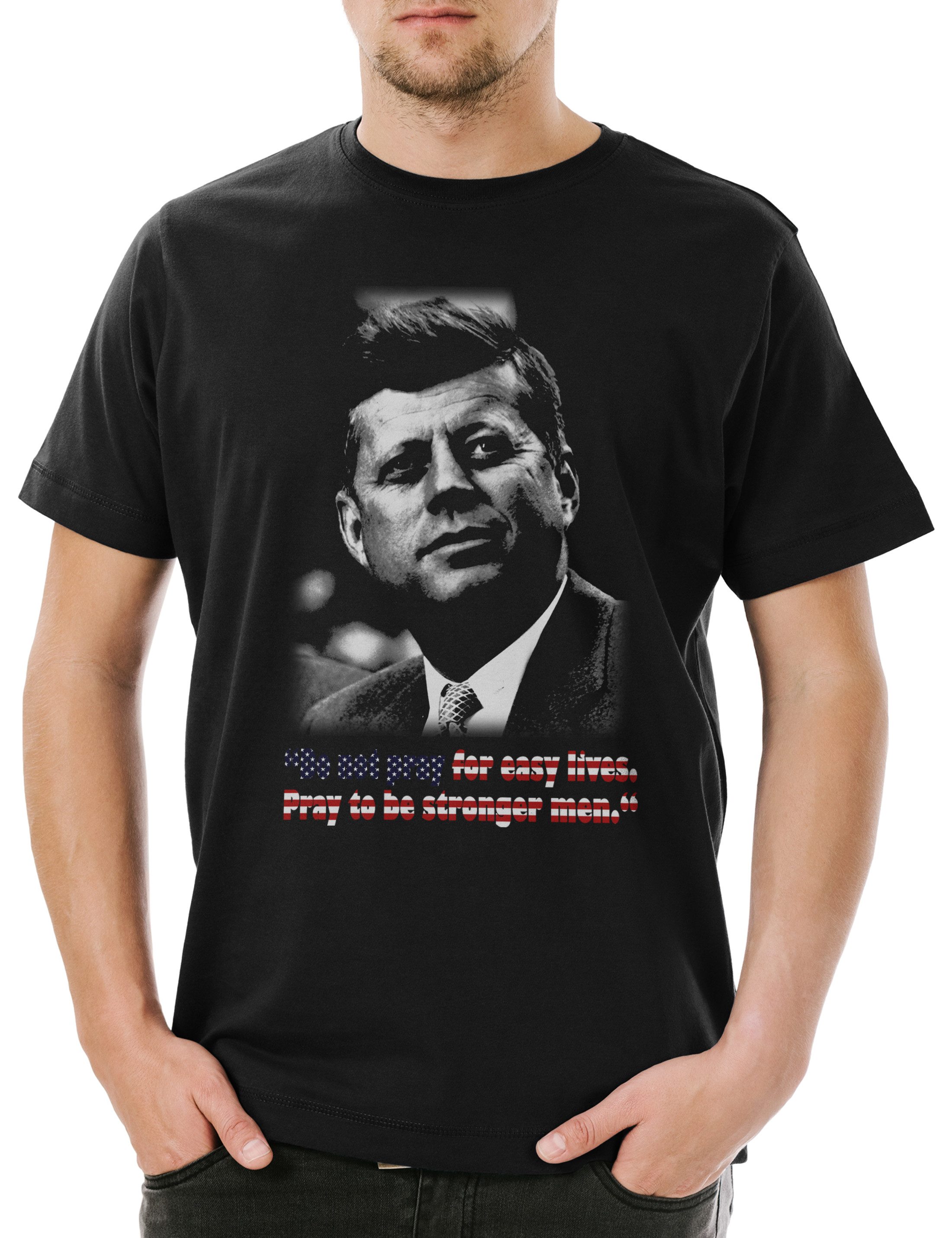 Urban Backwoods Print-Shirt JFK Pray For Easy Lives Herren T-Shirt John USA Liberty F. President (1-tlg) Kennedy Girl US United