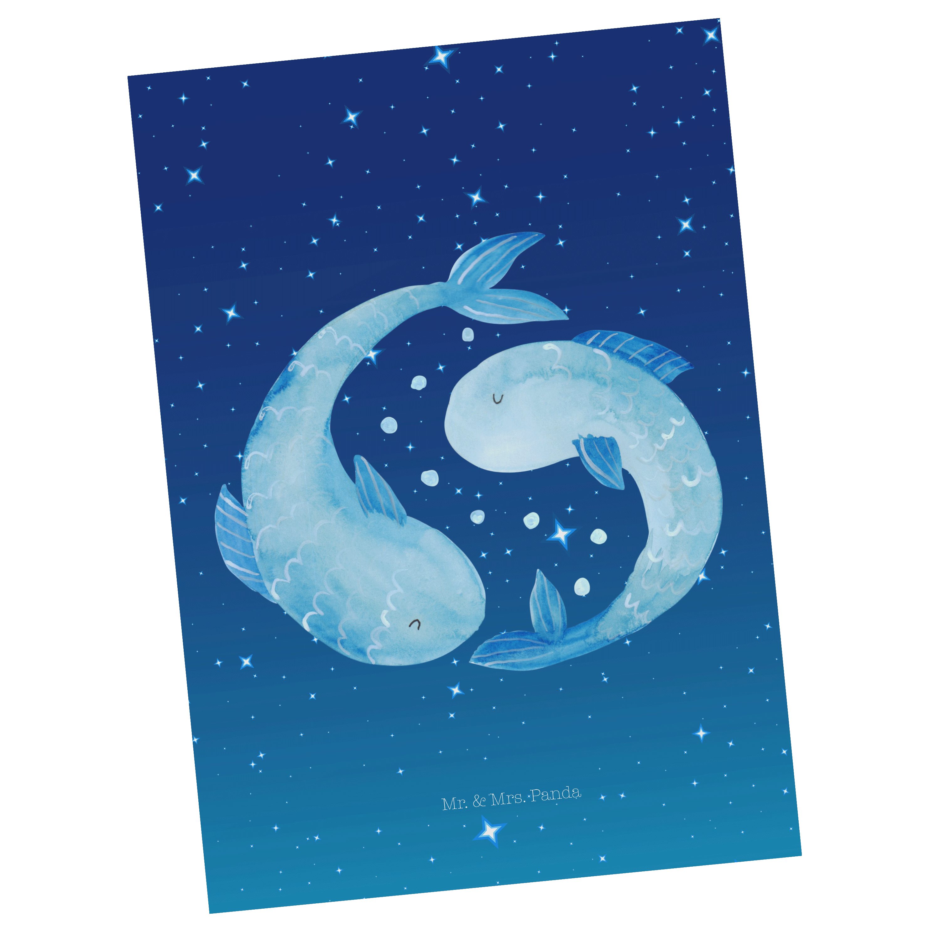 - Blau Sternenhimmel Fische Postkarte & Mr. Mrs. Tierkreis Geschenk, Panda Karte, - Sternzeichen