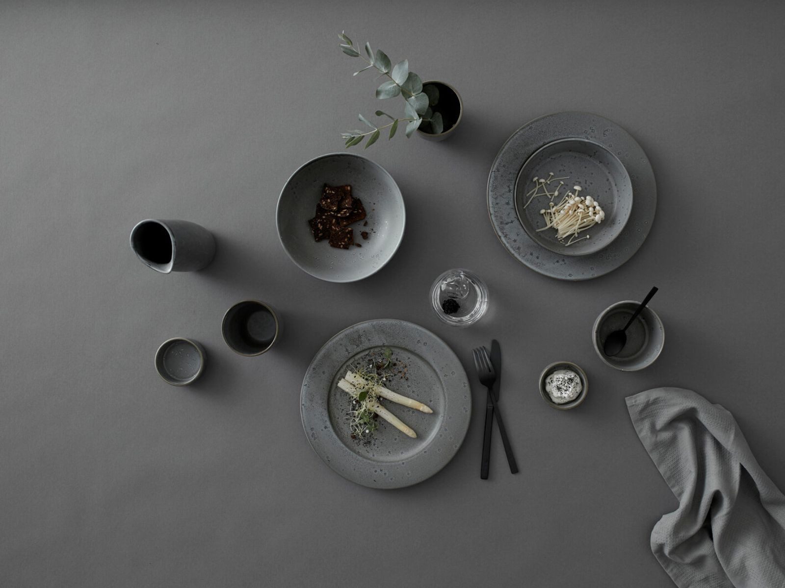 Bitz Teller-Set Speiseteller matt grey / shiny grey 27 cm Set6, Steinzeug