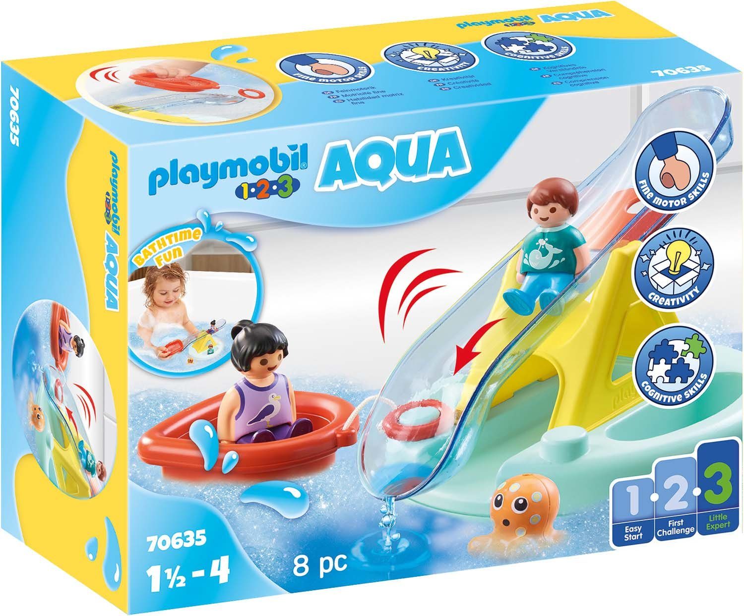 Playmobil® Konstruktions-Spielset Badeinsel mit Wasserrutsche (70635),  Playmobil 123 - Aqua, (8 St), Made in Europe
