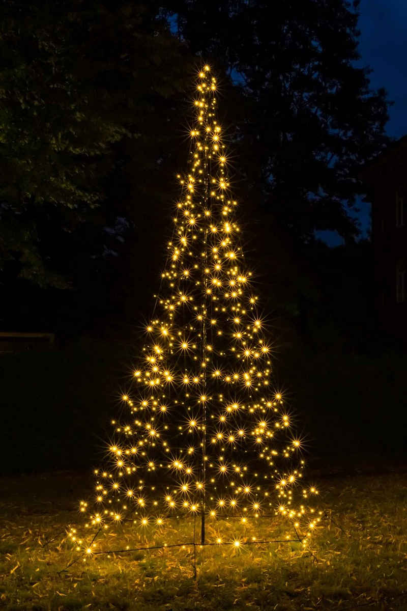 FHS Künstlicher Weihnachtsbaum Galaxy, Lichterkette mit Metallgestell, 200cm 300 LEDs warmweiß 6 Stränge Metallgestell