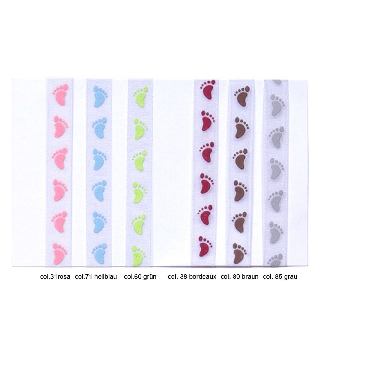 Deko AS Dekoband Organzaband - Baby-Feet - bordeaux - 10mm - Rolle 20m - 97218 38-R, Motiv Baby-Feet