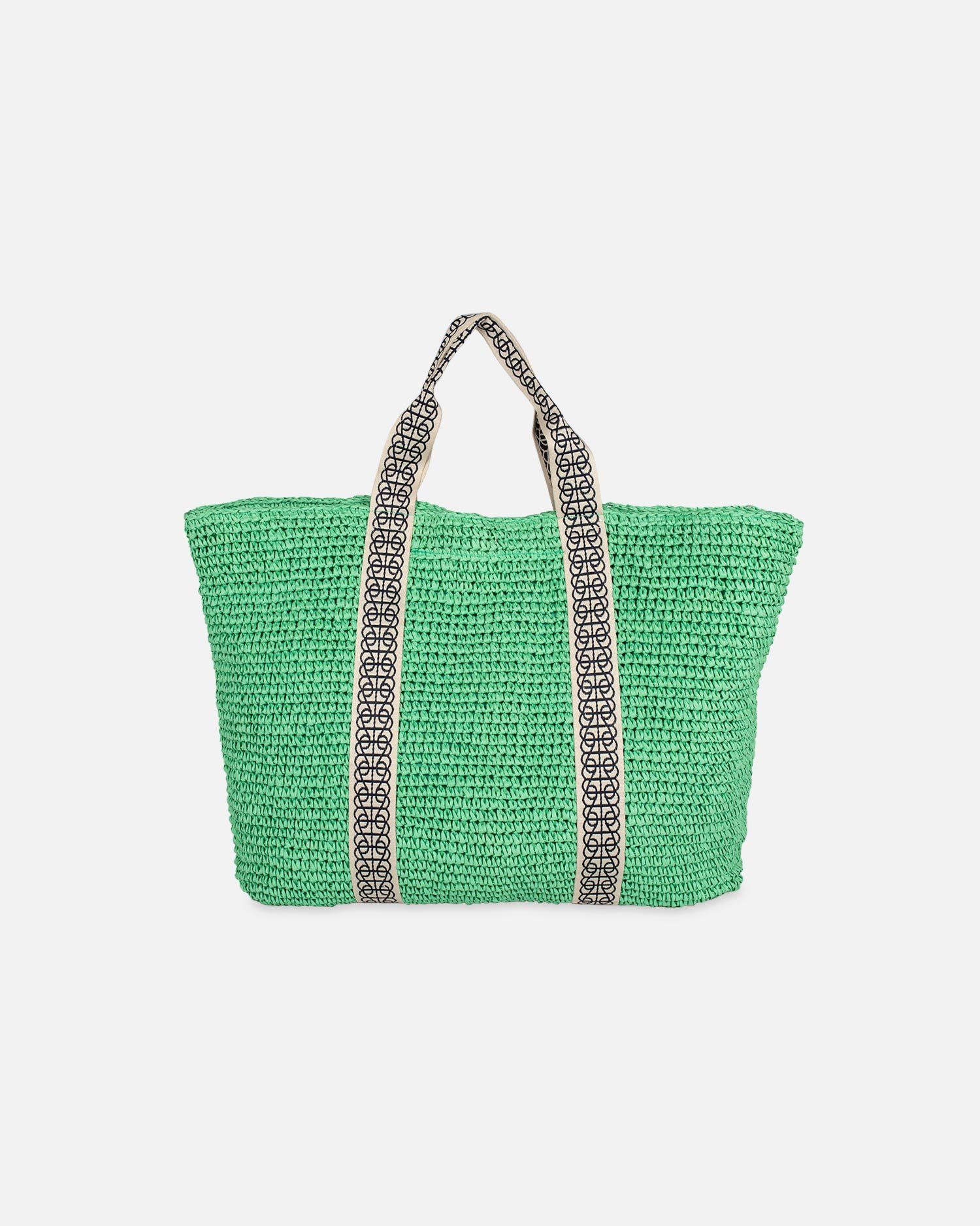 Becksöndergaard Shopper Papel Berta Strandtasche Damen in Golf Green aus Papierstroh 44x40 cm