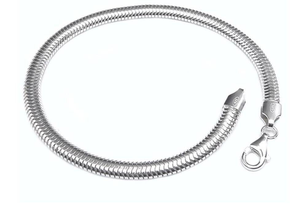 Silberkettenstore Silberarmband Schlangenkette Armband, oval 4,5mm - 925 Silber, Länge wählbar