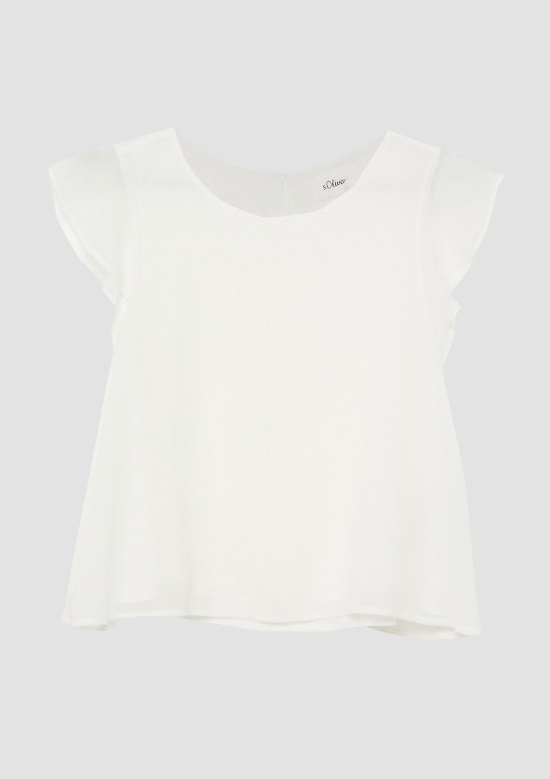 s.Oliver Kurzarmbluse Bluse Chiffon-Bluse mit Volantärmeln und A-Linie