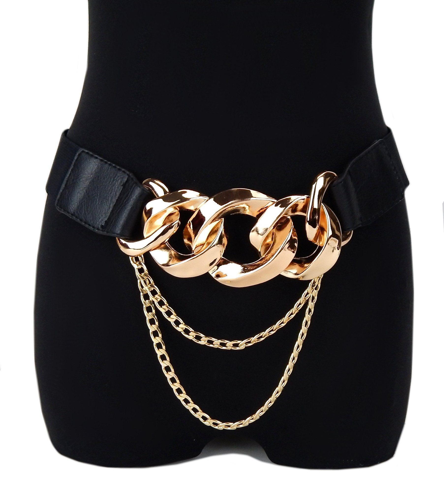 Ella Jonte Stretchgürtel schwarz mit Statementkette gold Newcomer Gürtel 75 - 95 cm