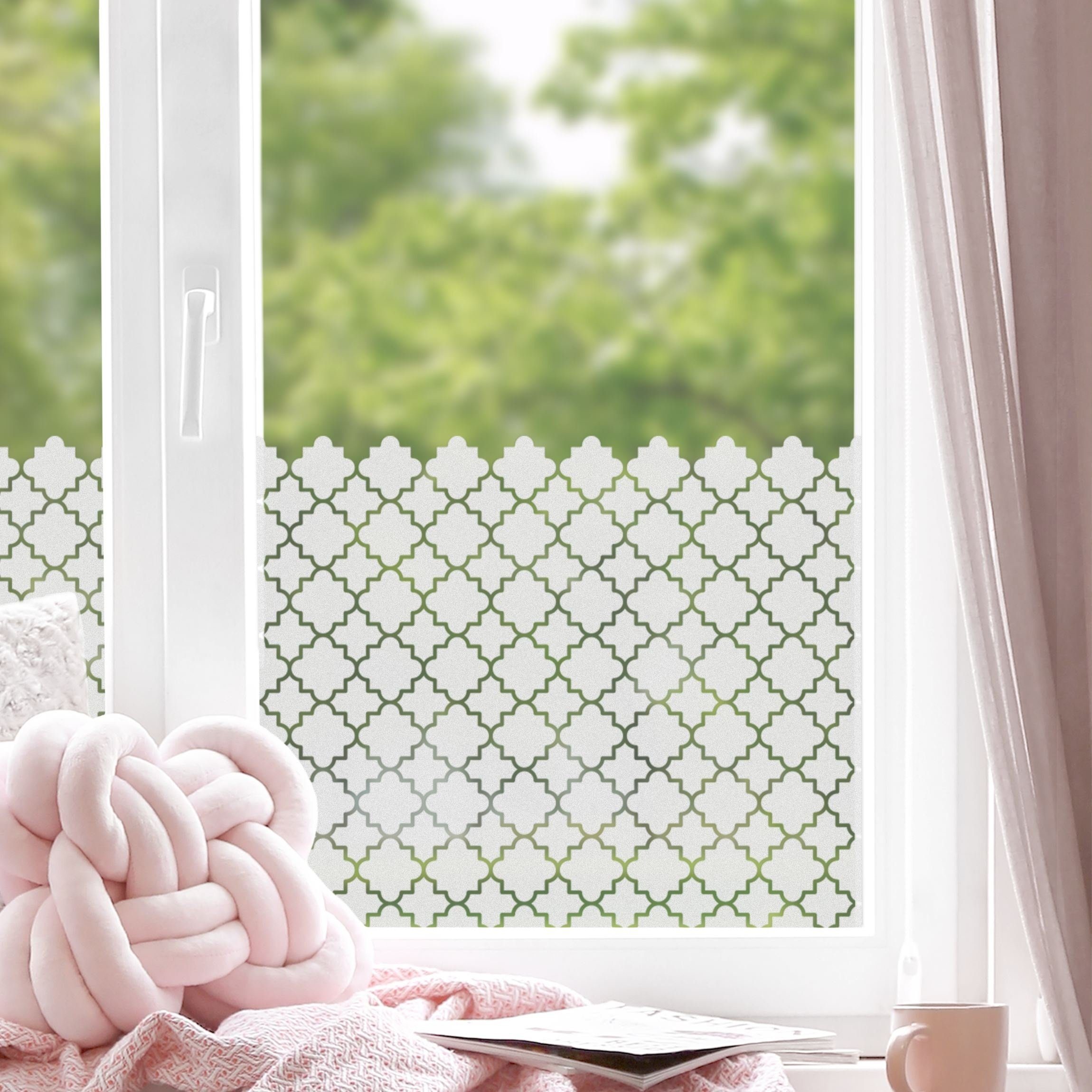 Fensterfolie statisch haftend Motiv Fensterdeko Marokkanisches Mosaik  Muster, Bilderdepot24, blickdicht, Innen Fenster Tür Balkontür Küche  Badezimmer Wohnzimmer Schlafzimmer