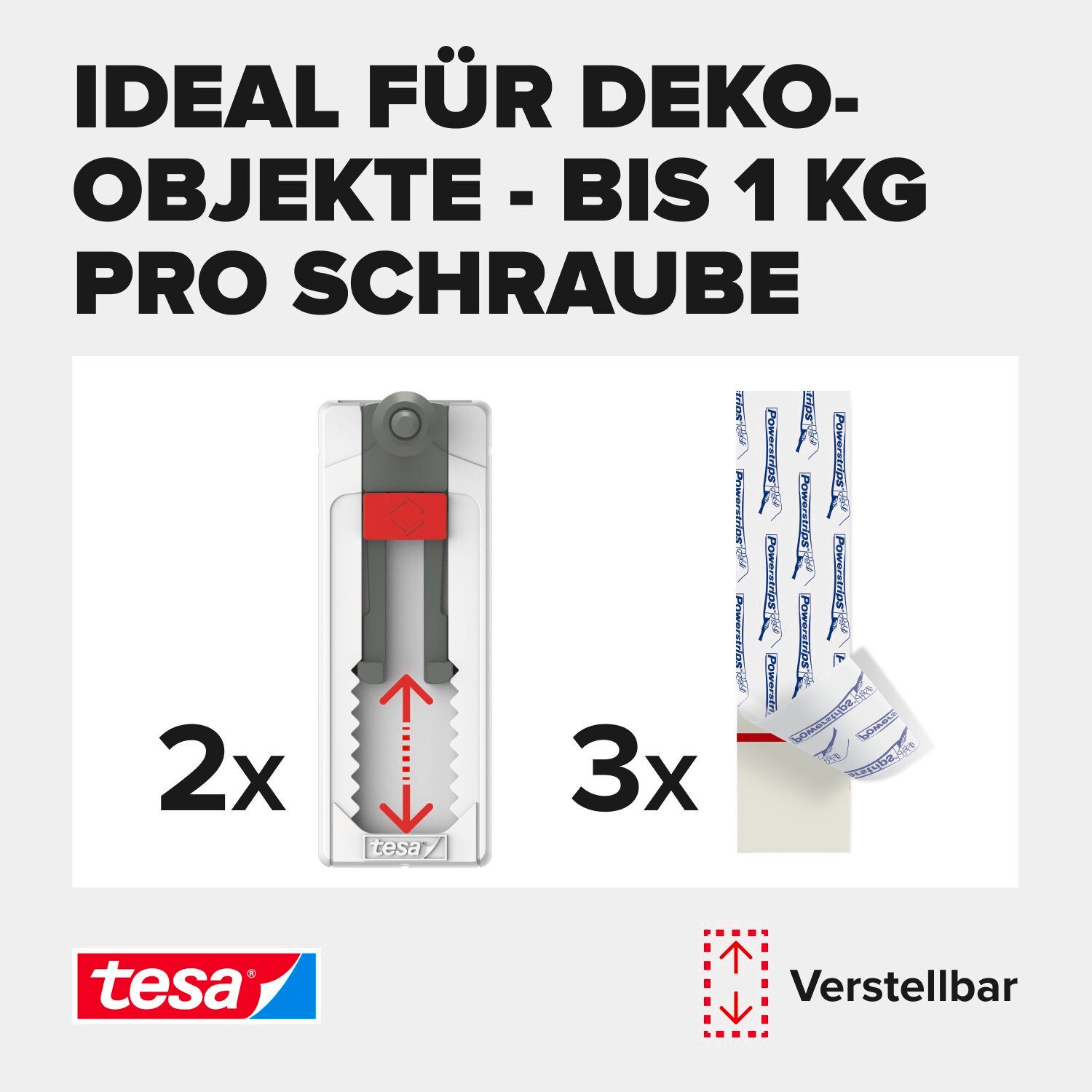tesa Klebehaken 2x tesa Klebenagel Fliesen&Metall, 2er Set, 3 kg Haltekraft, Dekoration, Leinwände, Bilder, Girlanden, Lichterketten, (Packung, 2-St., 2 Stück), Klebenägel 3 kg – spurlos entfernbar & wiederverwendbar – 2er-Pack