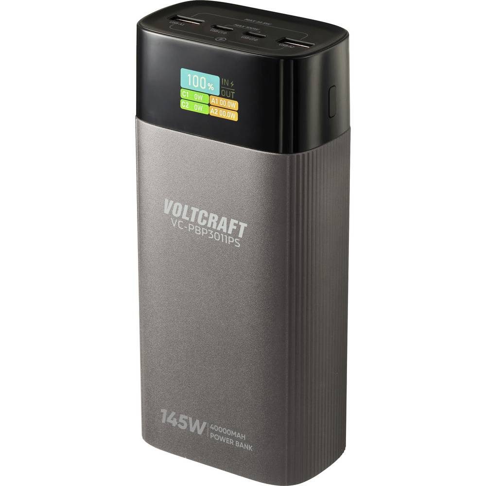 VOLTCRAFT VC-PBP3011PS Powerbank 40000 mAh USB PD 3.0 LiPo Silber (matt) Powerbank