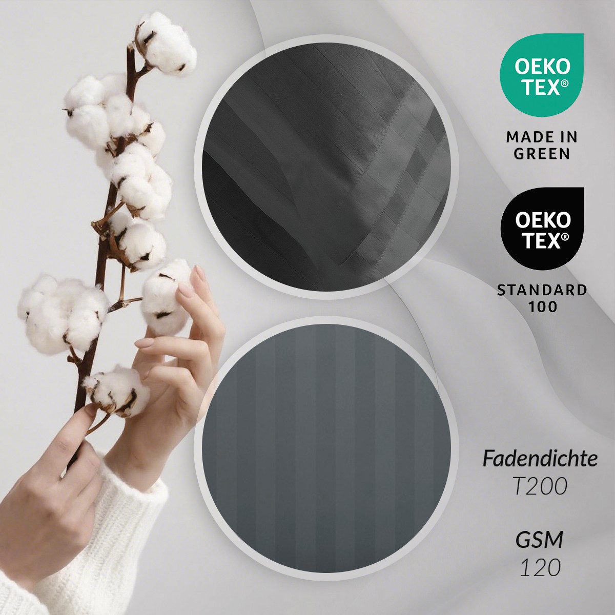 Pure cottom Bettlaken Baumwollsatin, in verschiedenen Farben & Größen – Bild 4 von 5