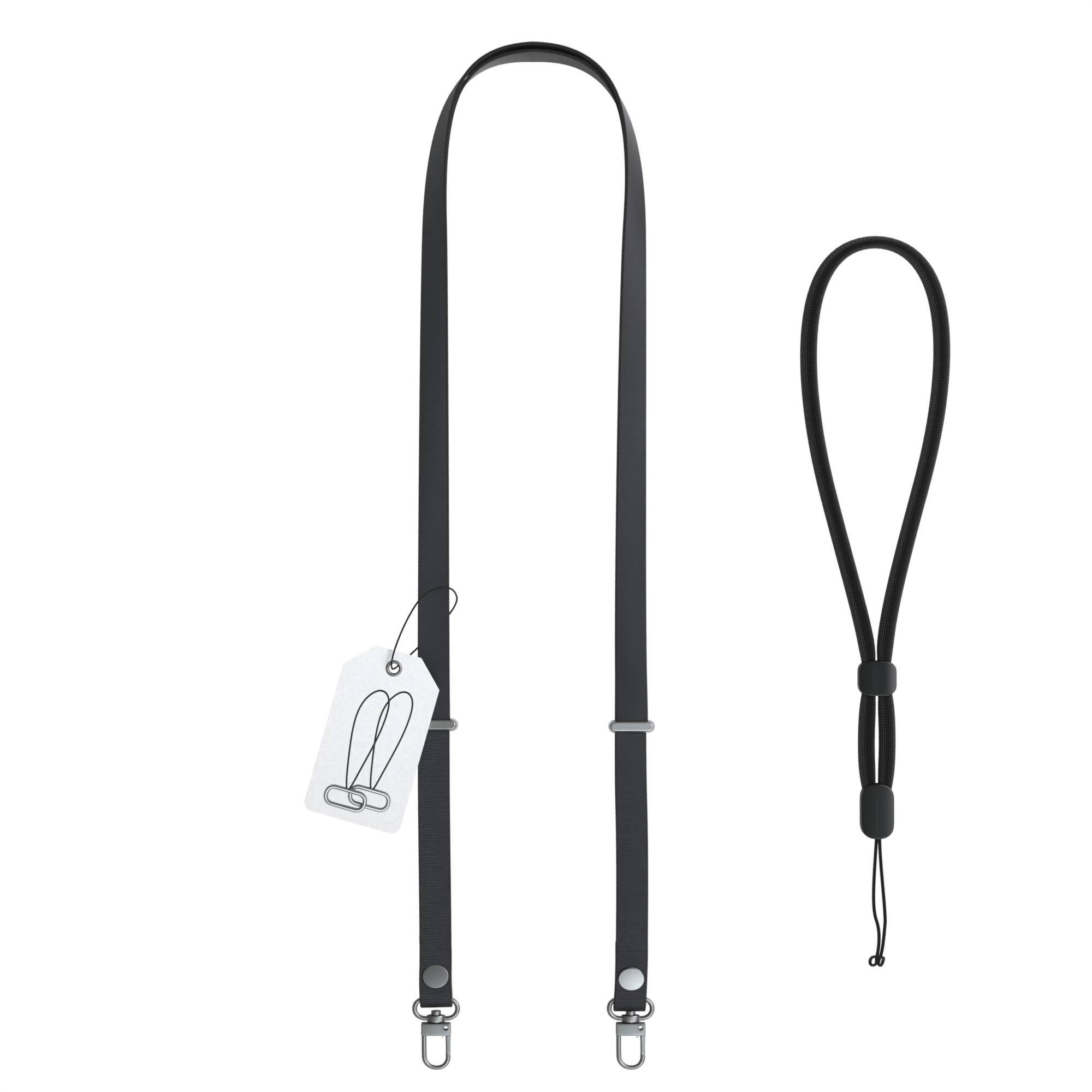 EAZY CASE Schulterriemen Handykette magnetisch Universal für alle Modelle Magnetisches Handyband mit verstellbarer Länge bis 1,90m in Schwarz